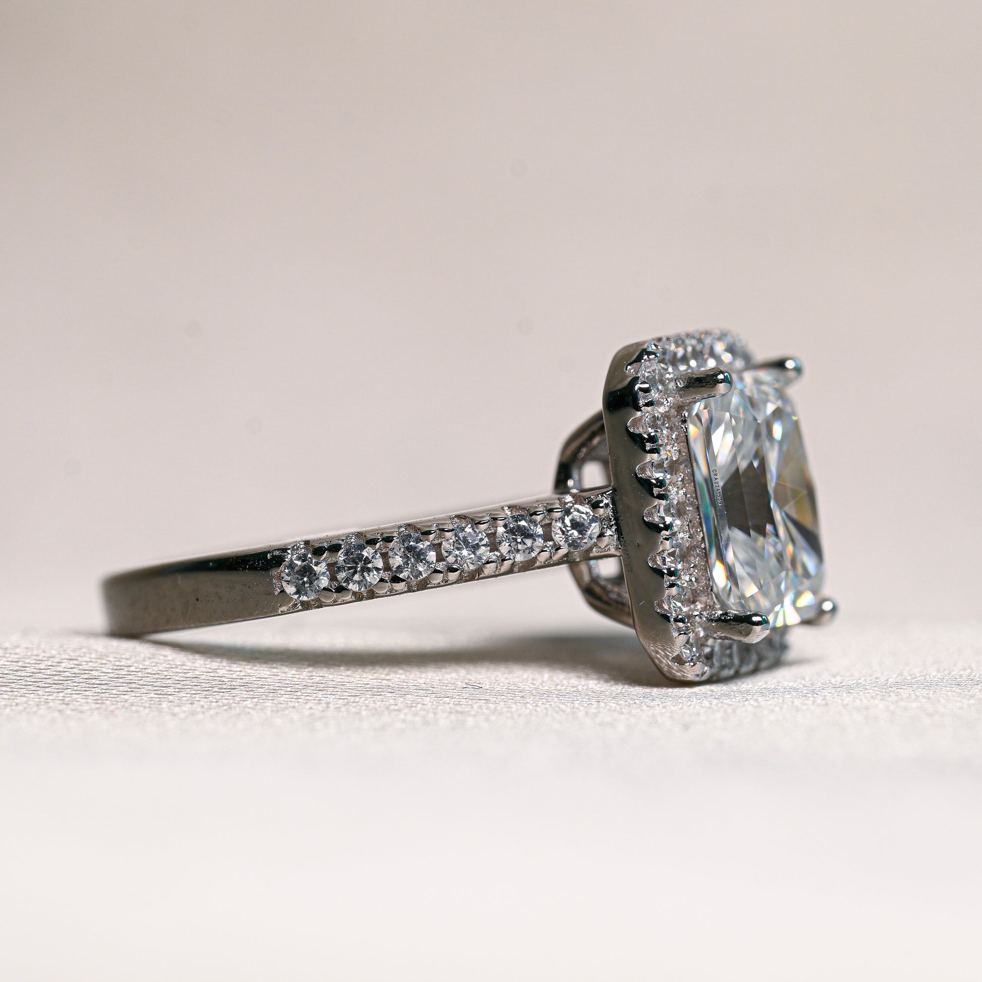 LILIAN 2 Carat Radiant-Cut Moissanite Ring in Sterling Silver