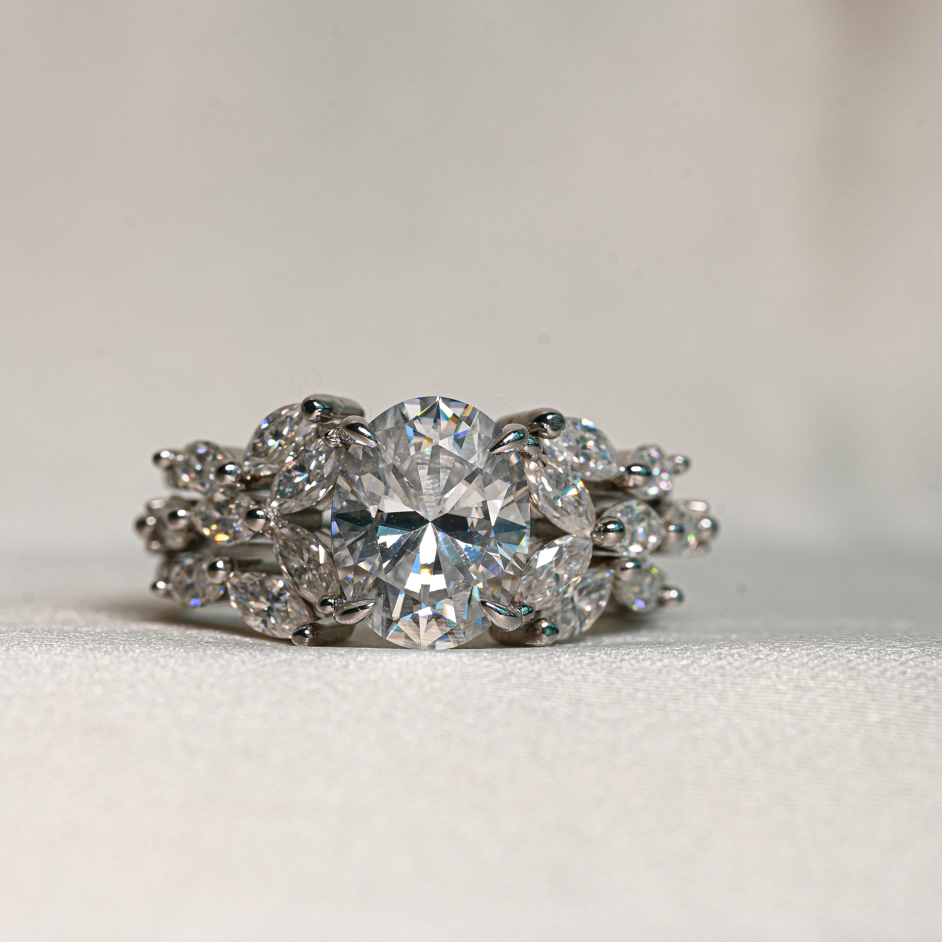 LUCKY 2 Carat Oval Moissanite Ring Set in Sterling Silver