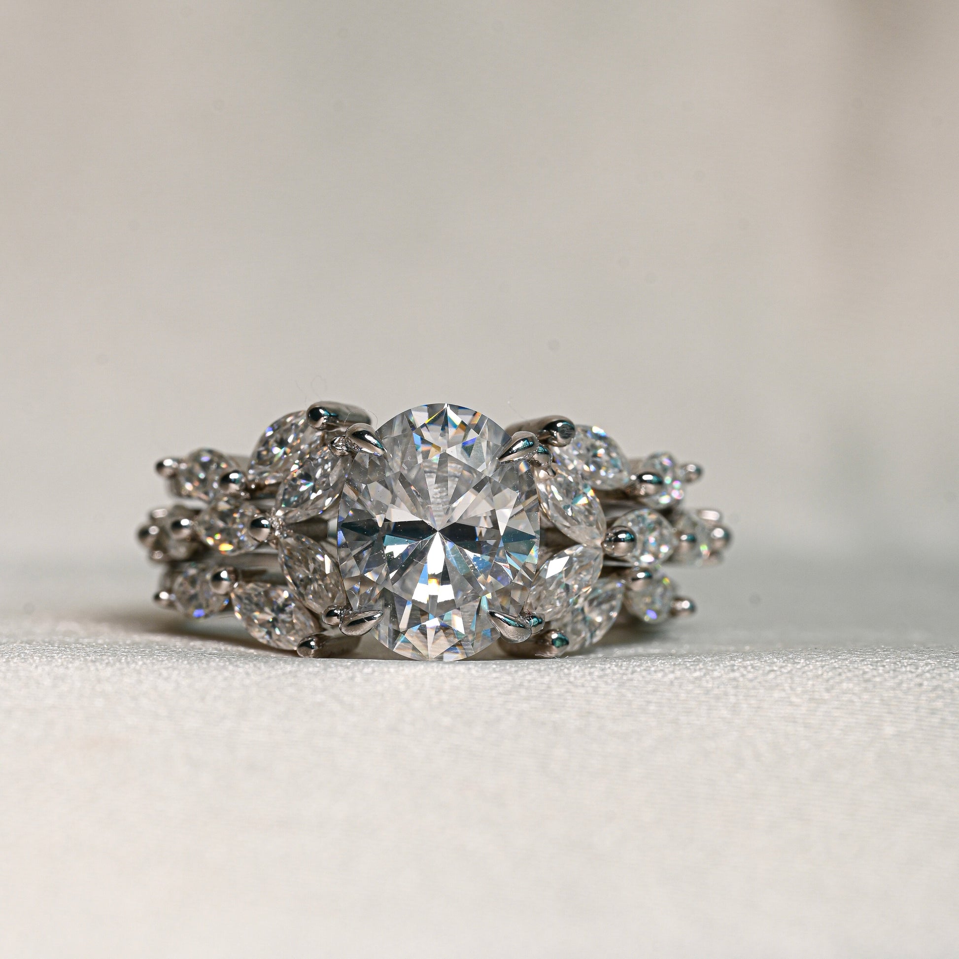 LUCKY 2 Carat Oval Moissanite Ring Set in Sterling Silver