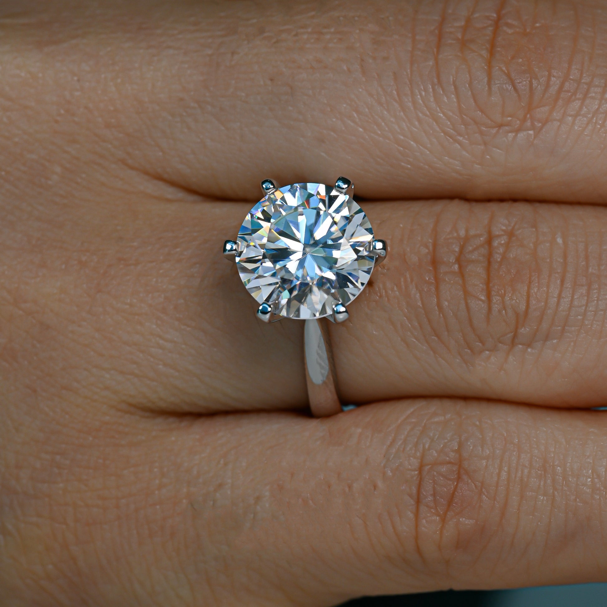 CAROL 5 Carat Round Brilliant Moissanite Ring in Sterling Silver