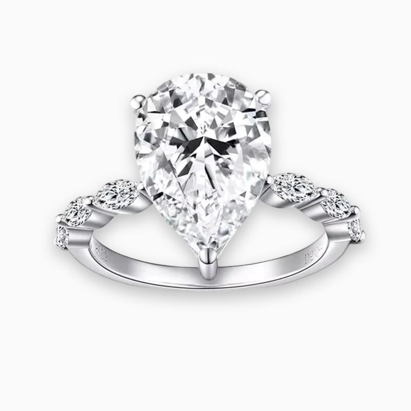 KAYLA 5 Carat Pear-Cut Moissanite Ring in Sterling Silver