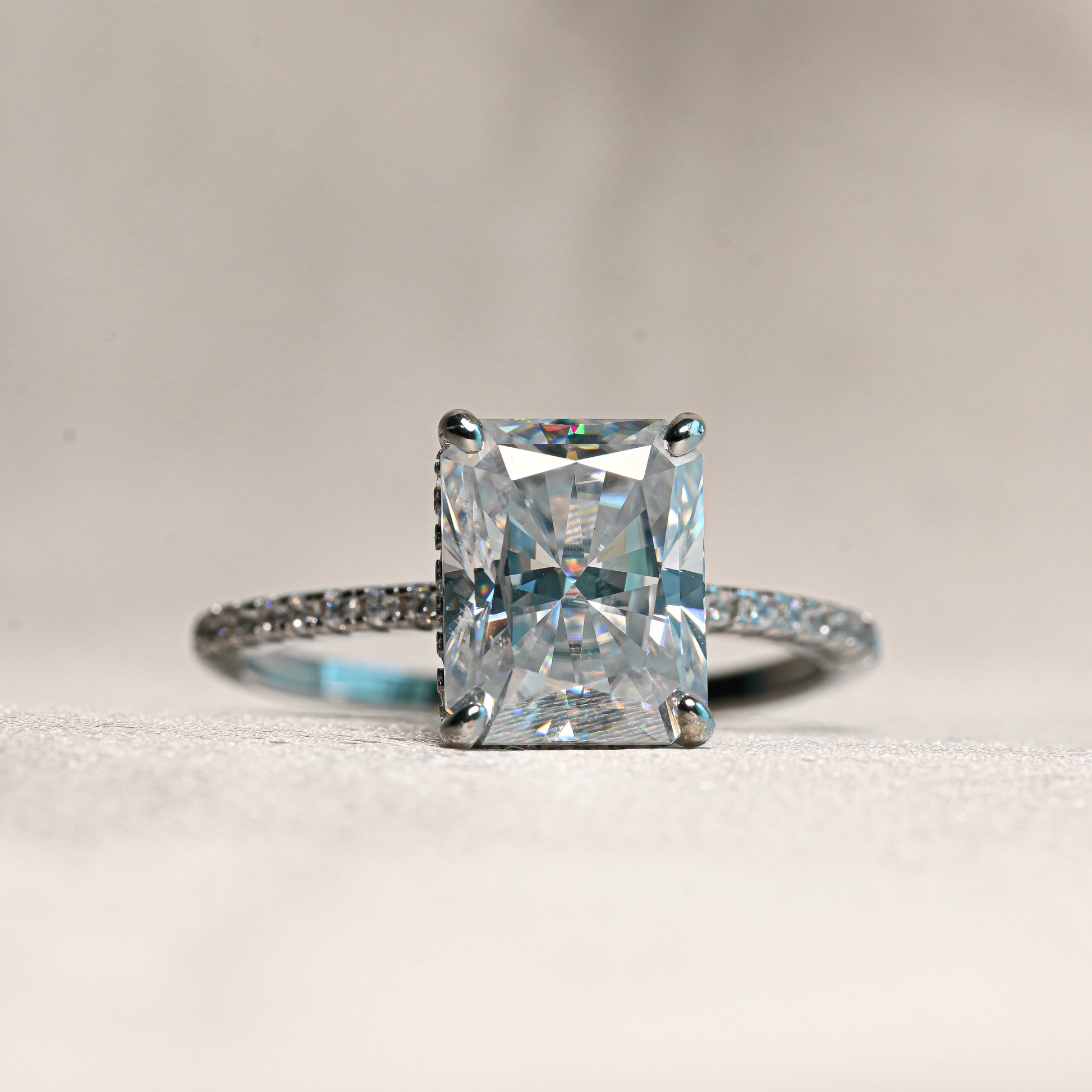 PAMELA 4 Carat Radiant-cut Moissanite Ring in Sterling Silver