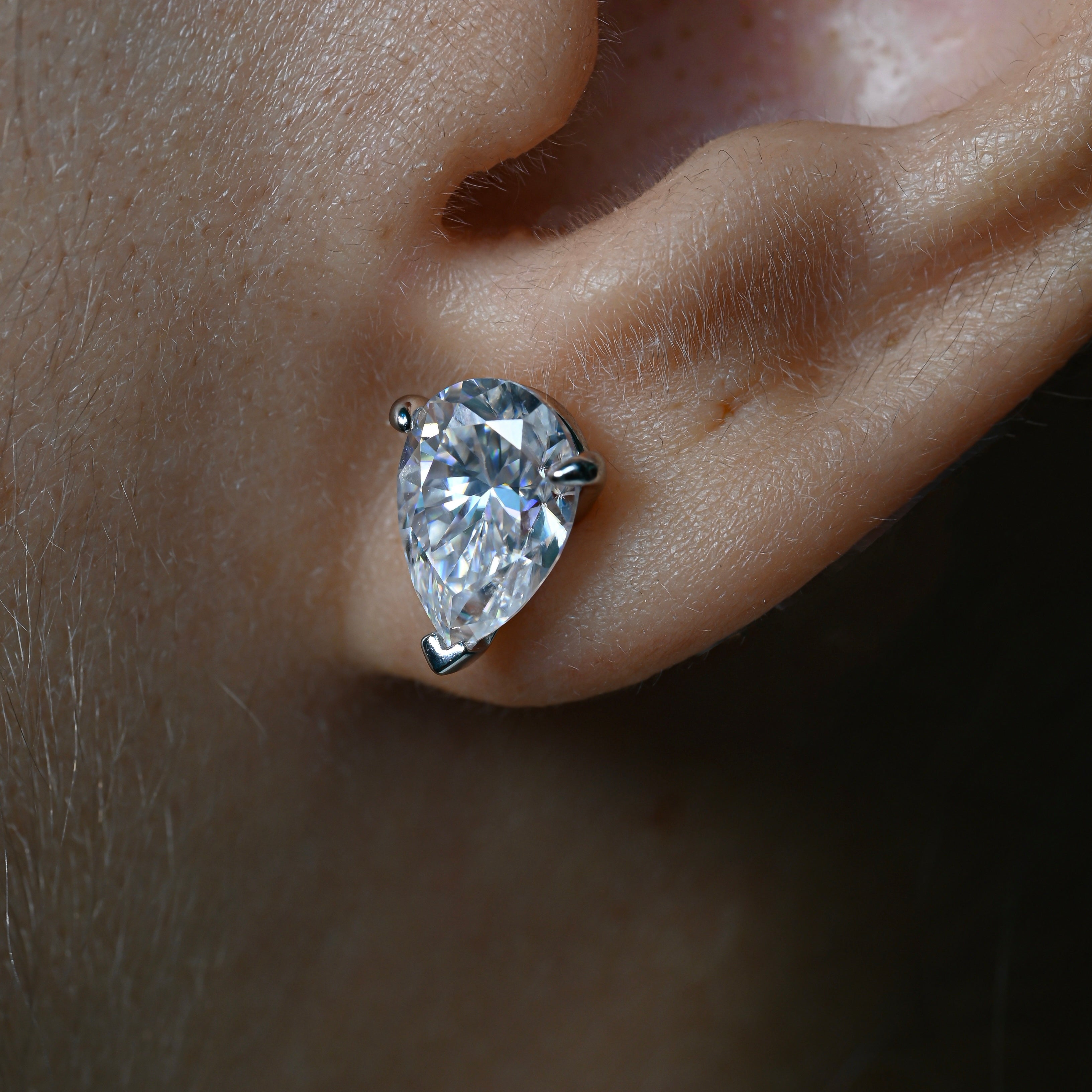 ALINE Pear Cut Moissanite Stud Earrings – 2 Carat Each