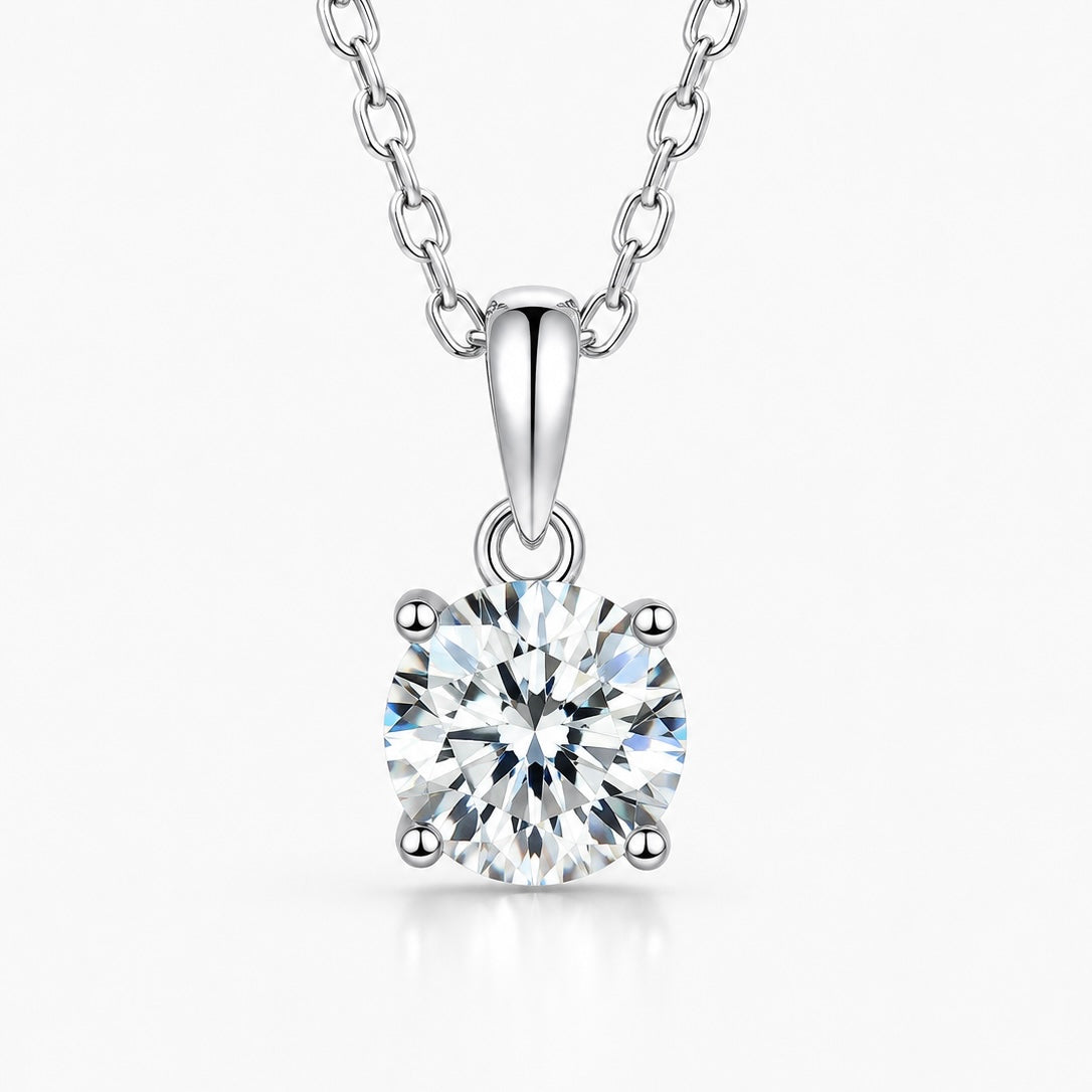 ELLA 2ct Round Cut Moissanite Necklace in Sterling Silver