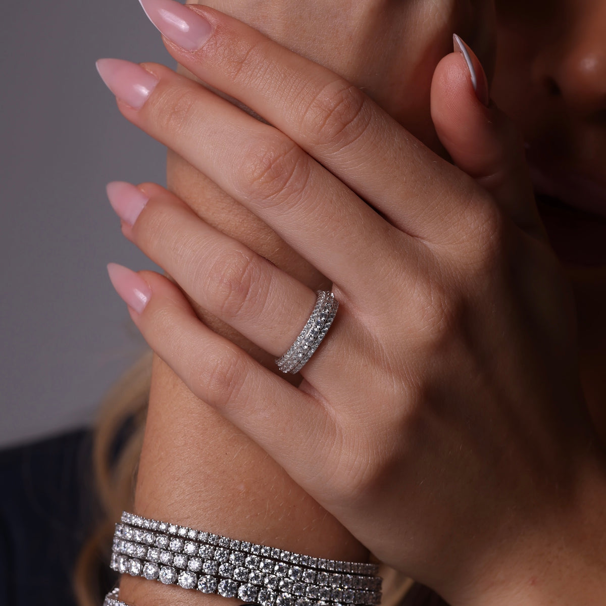RISHA 0.03ct Full-Stone Moissanite Band in Sterling Silver