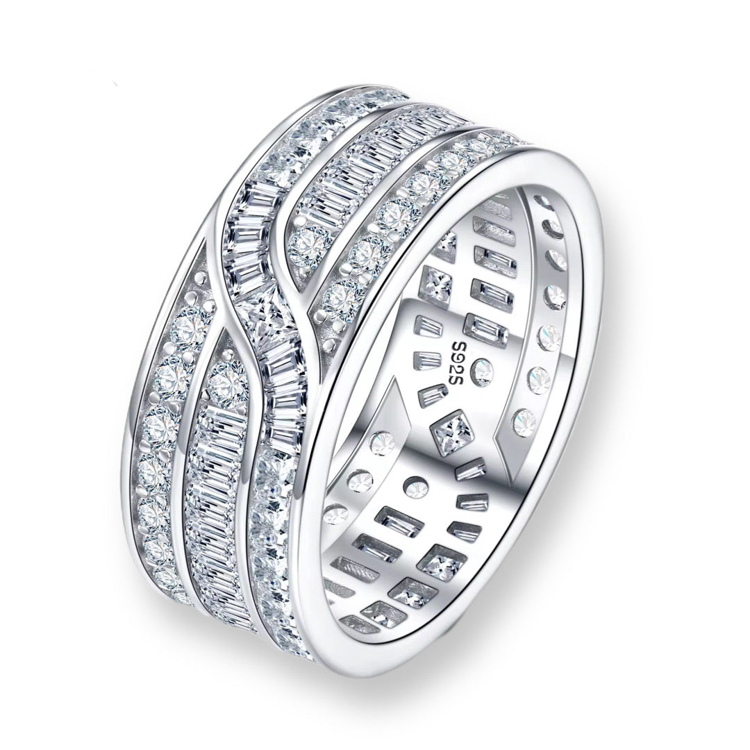 BLAKELY Full Mix-Stones Moissanite Band in Sterling Silver