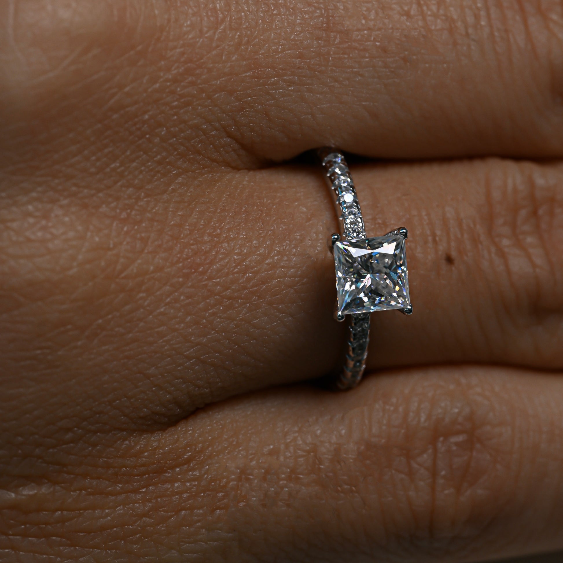 MIAH 1 Carat Princess-cut Moissanite Ring in Sterling Silver