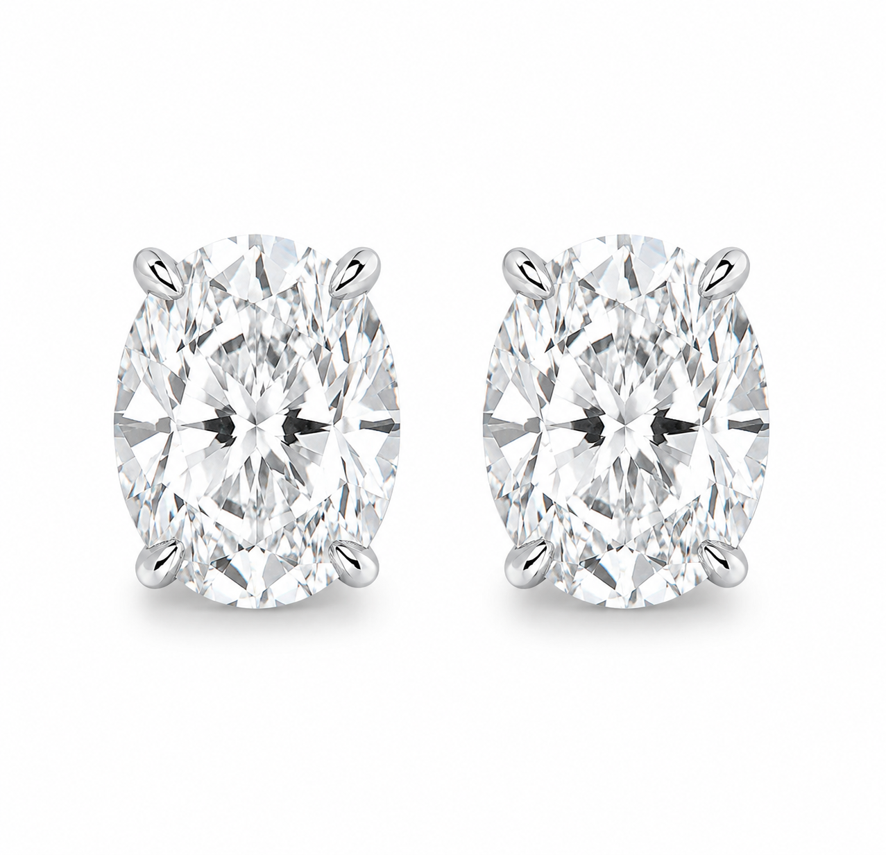 CAMILA Oval Cut Moissanite Stud Earrings – 3 Carat Each