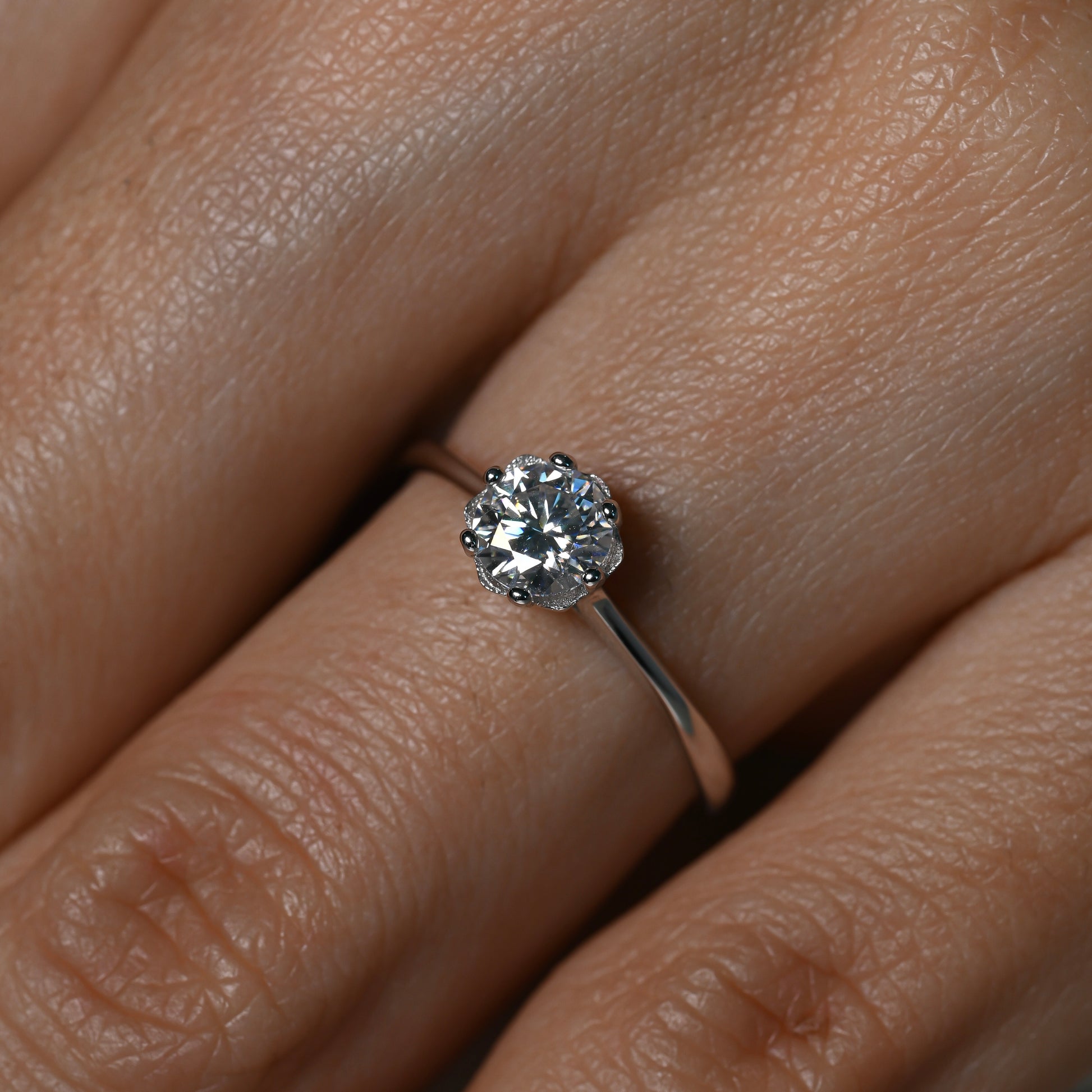 AMANDA 0.5 Carat Round Brilliant Moissanite Ring in Sterling Silver
