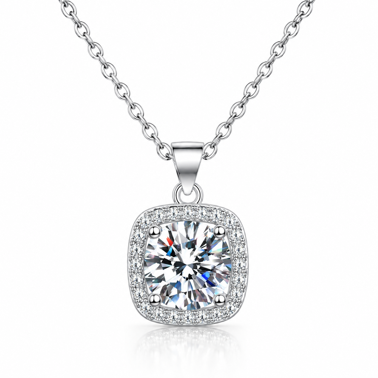 PERLA 1ct Round Cut  Moissanite Necklace in Sterling Silver