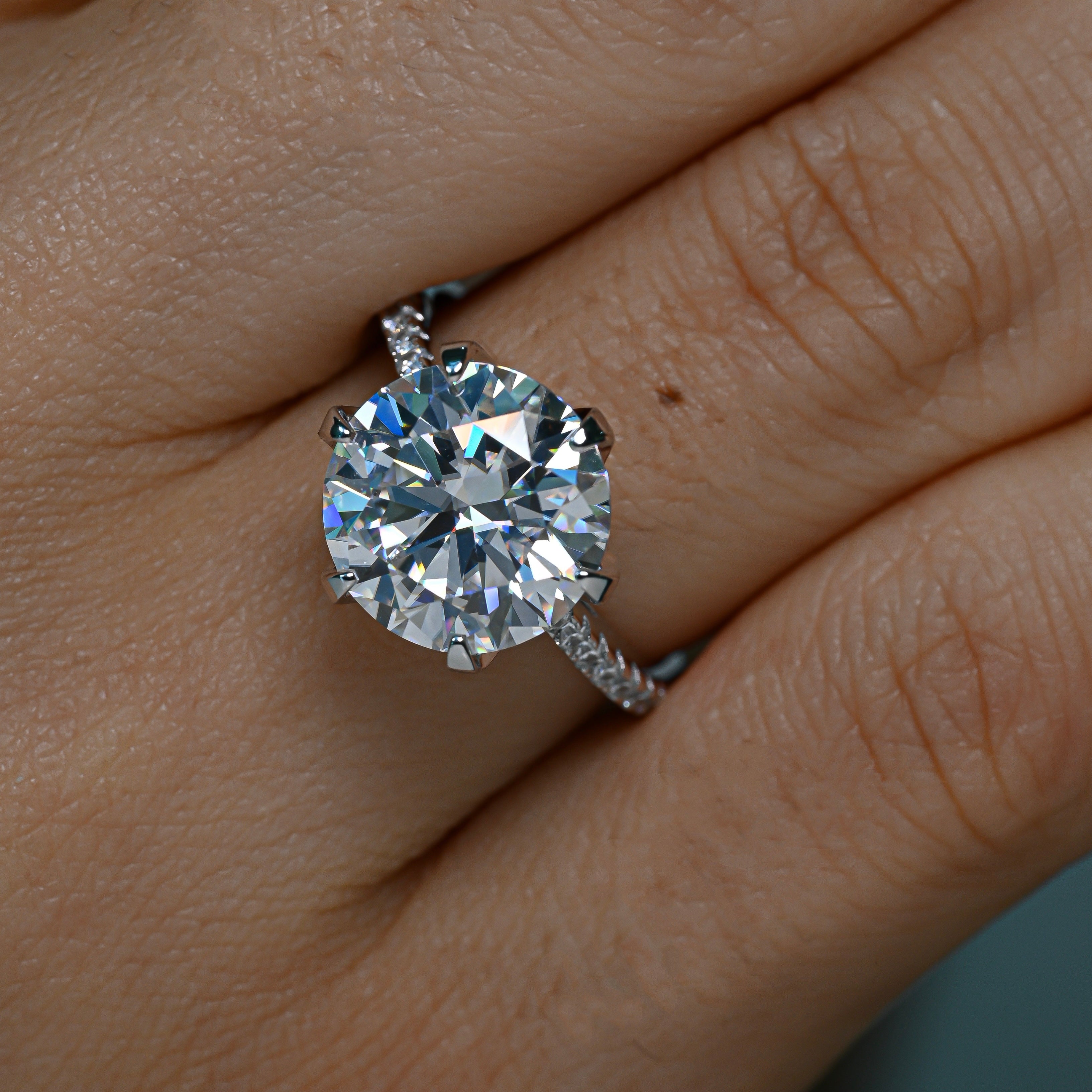 ANGELICA 5 Carat Round Brilliant Moissanite Ring in Sterling Silver