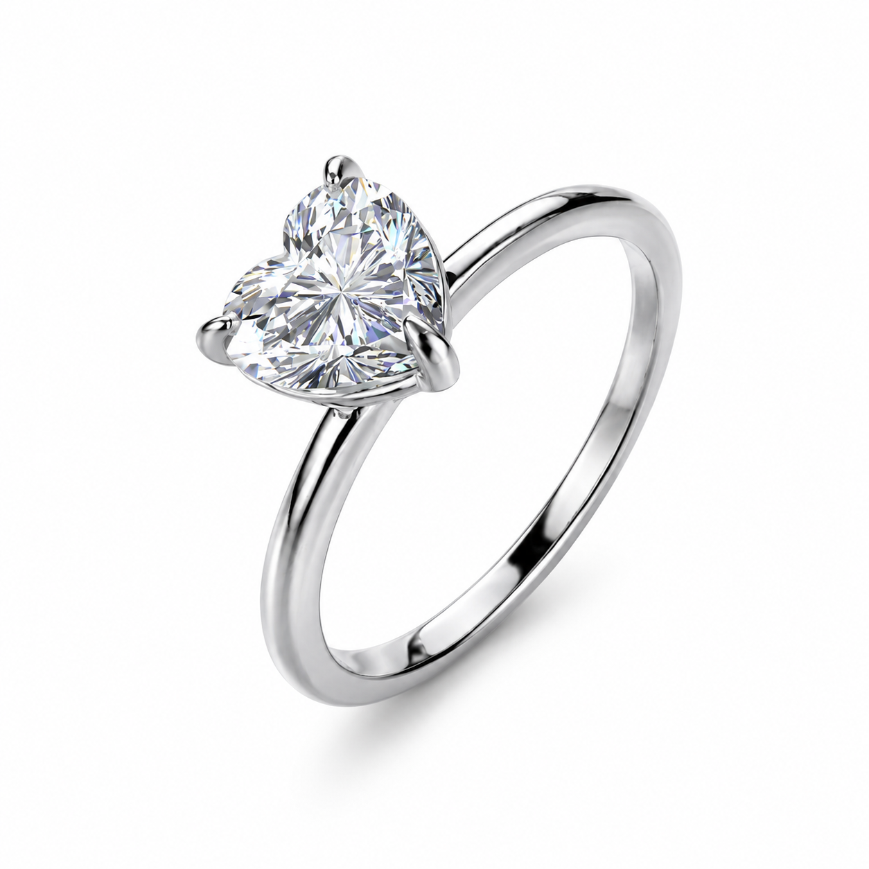 BRUNE 1 Carat Heart-cut Moissanite Ring in Sterling Silver