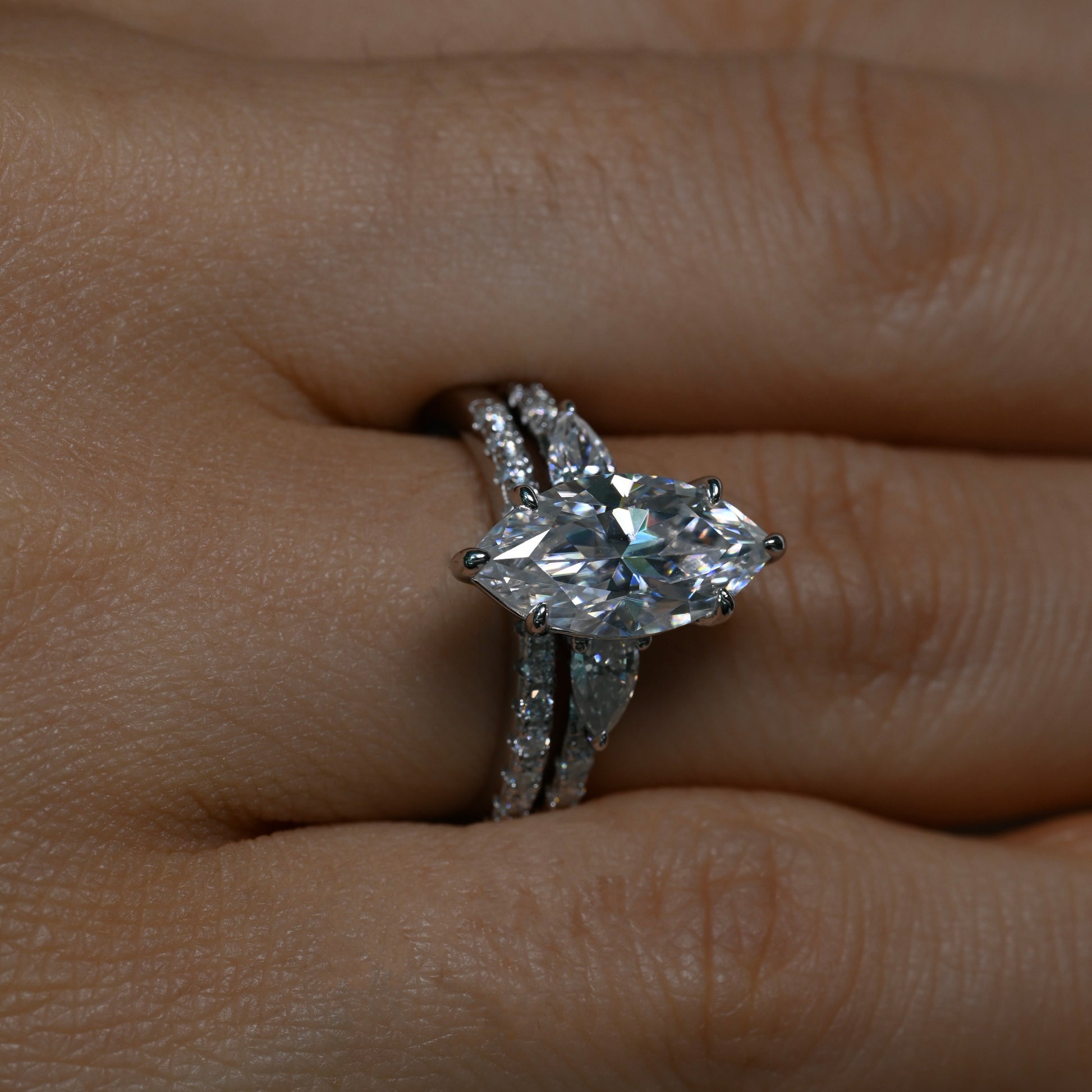 FATIMA 3 Carat Marquise Cut Moissanite Ring set in Sterling Silver