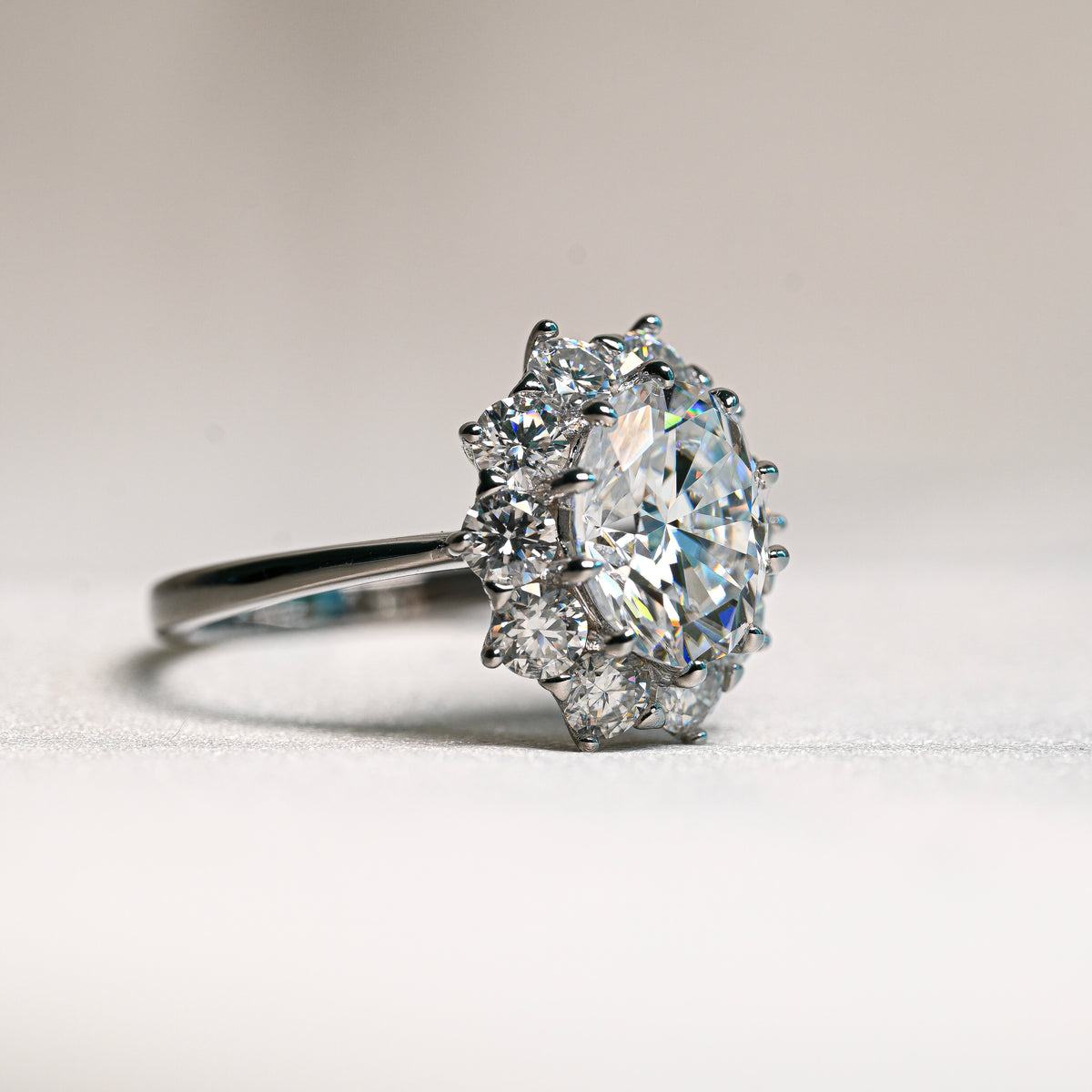 ROSALIE 2 Carat Oval Moissanite Ring Set in Sterling Silver
