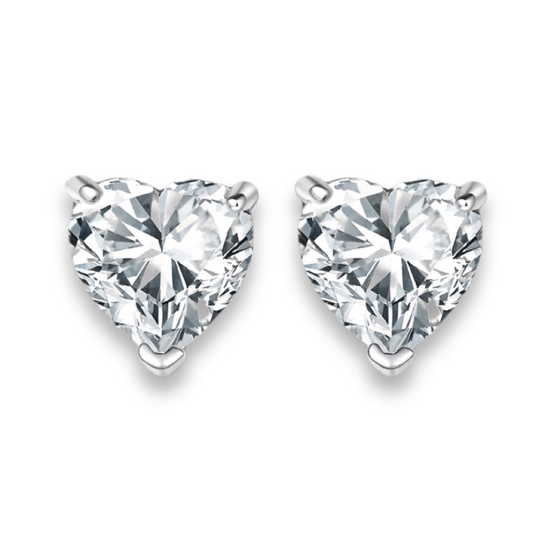 GLORI Heart Cut Moissanite Stud Earrings – 3 Carat Each (9mm)