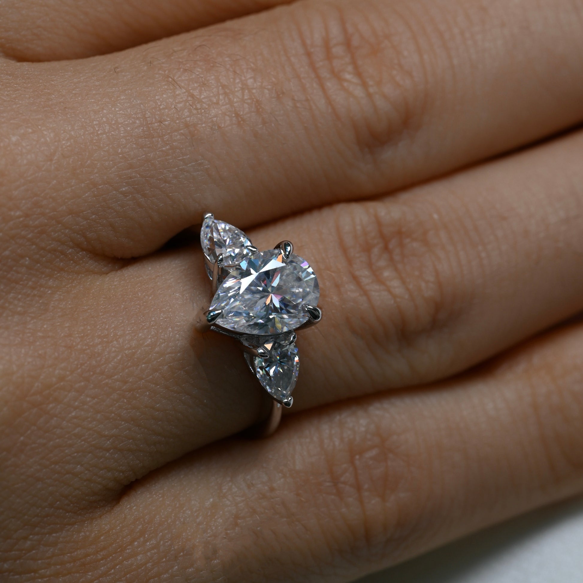 NAIMA 2 Carat Pear-Cut Moissanite Ring in Sterling Silver