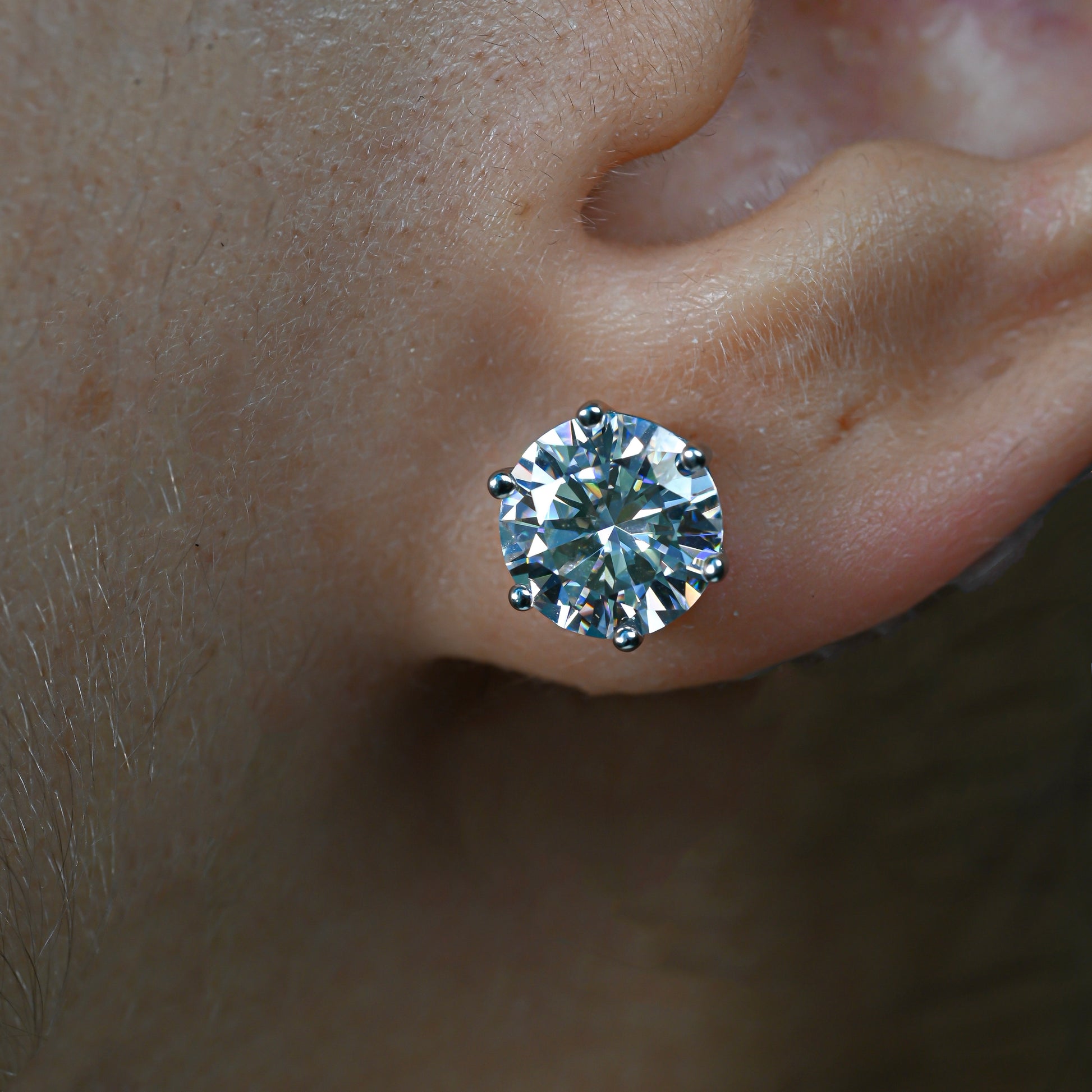 EVE Round Cut Moissanite Stud Earrings – 2 Carat Each (8mm)