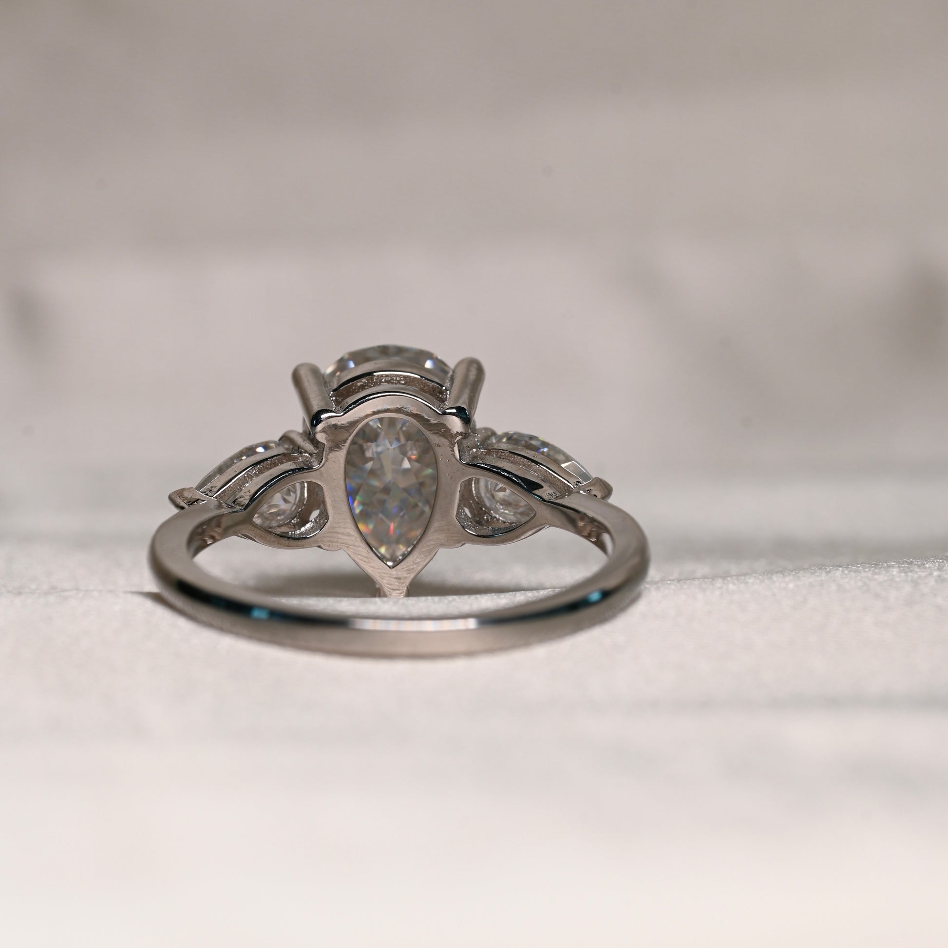 NAIMA 2 Carat Pear-Cut Moissanite Ring in Sterling Silver