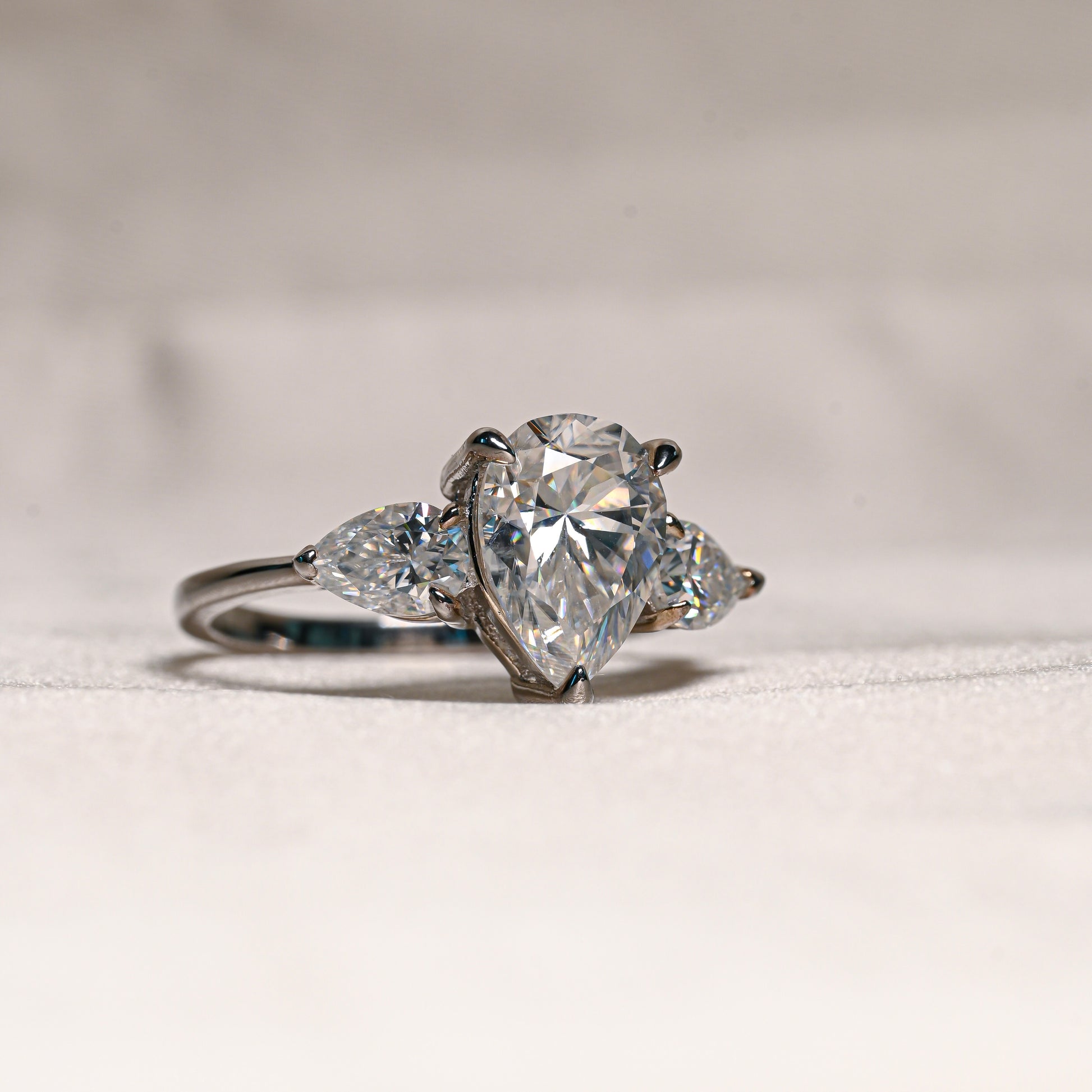NAIMA 2 Carat Pear-Cut Moissanite Ring in Sterling Silver