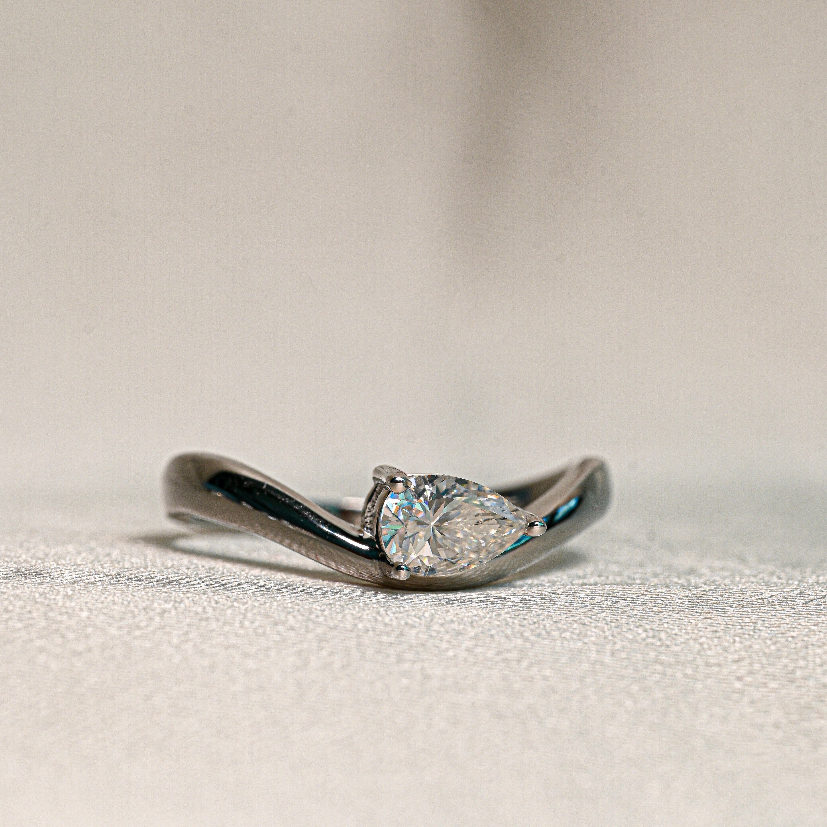 ROMANA 0.5 Carat Pear-Cut Moissanite Ring in Sterling Silver