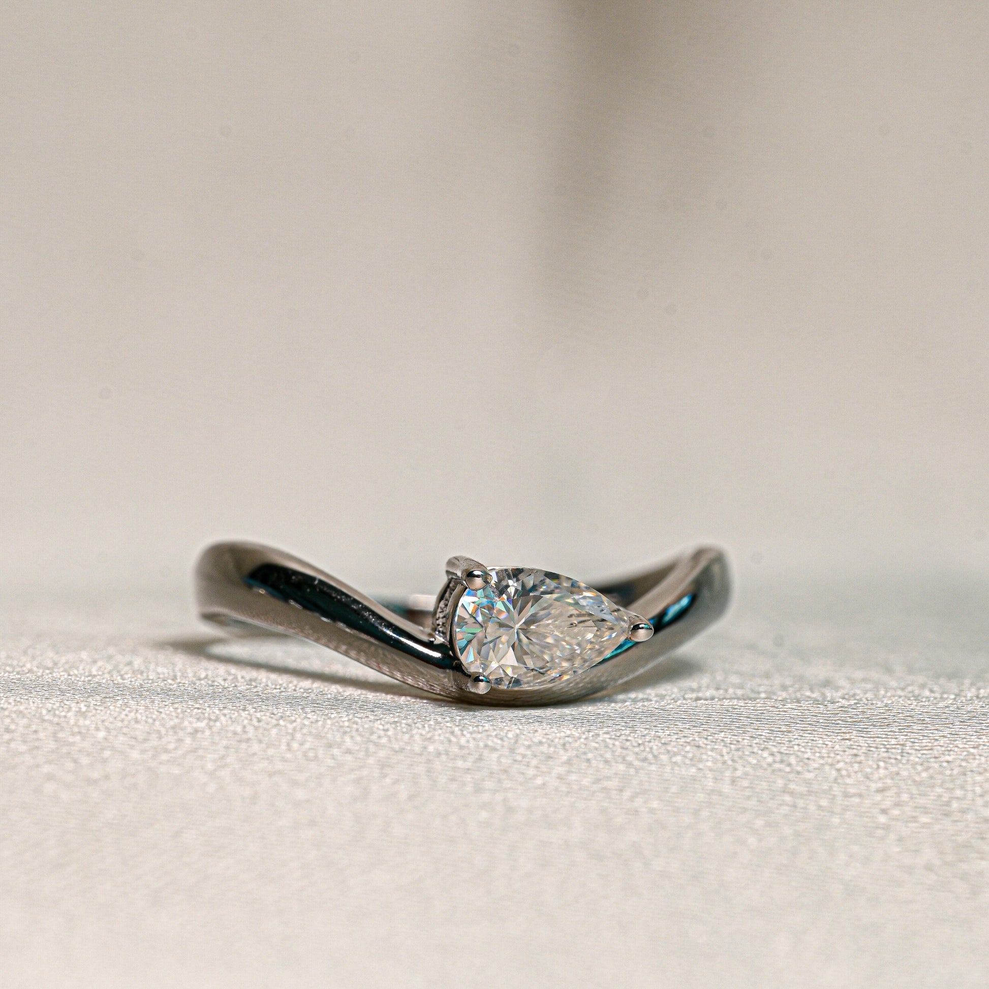 ROMANA 0.5 Carat Pear-Cut Moissanite Ring in Sterling Silver