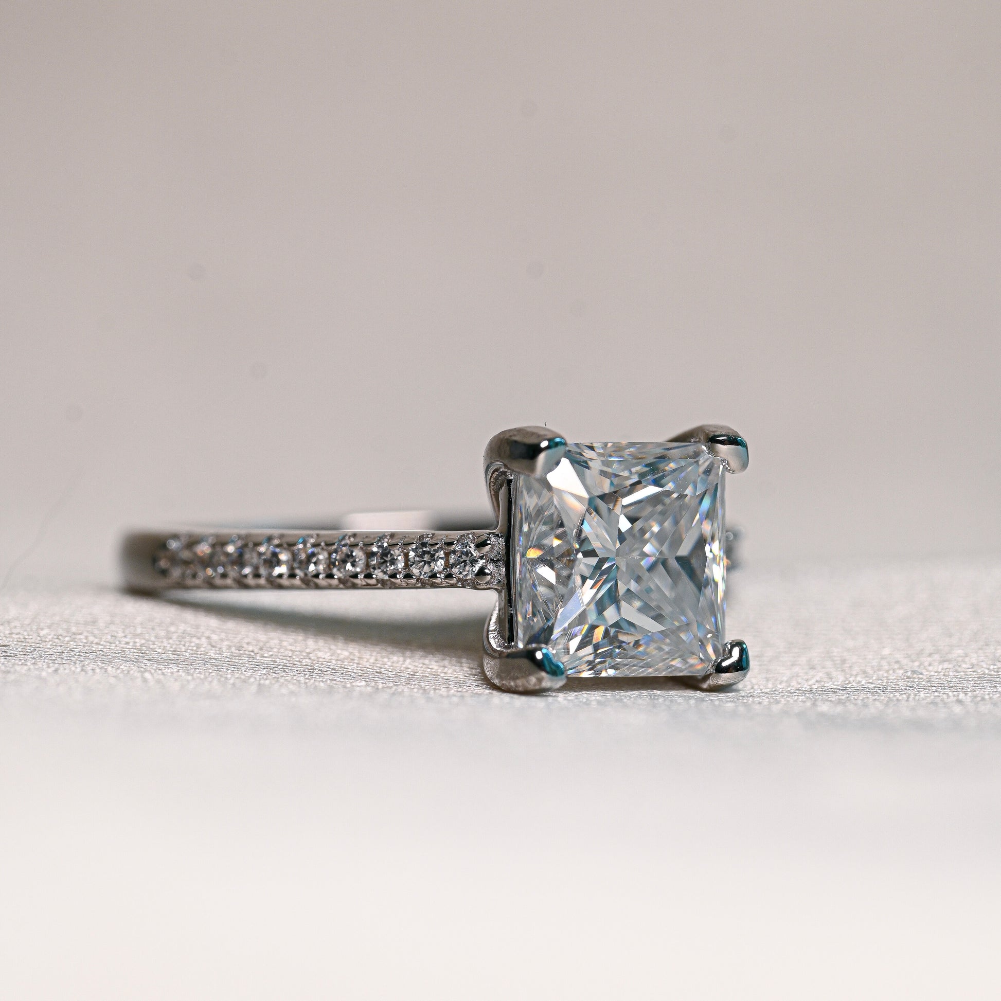 CARMELIA 2 Carat Princess-cut Moissanite Ring in Sterling Silver