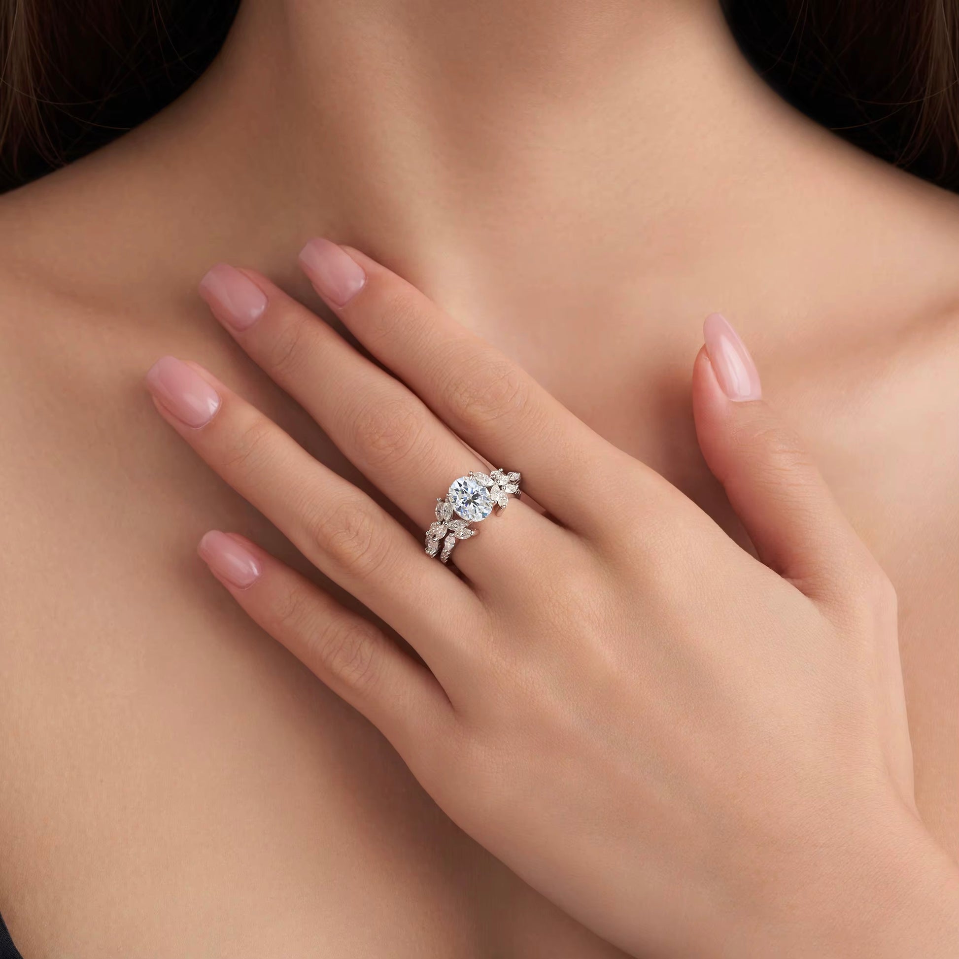 LUCKY 2 Carat Oval Moissanite Ring Set in Sterling Silver