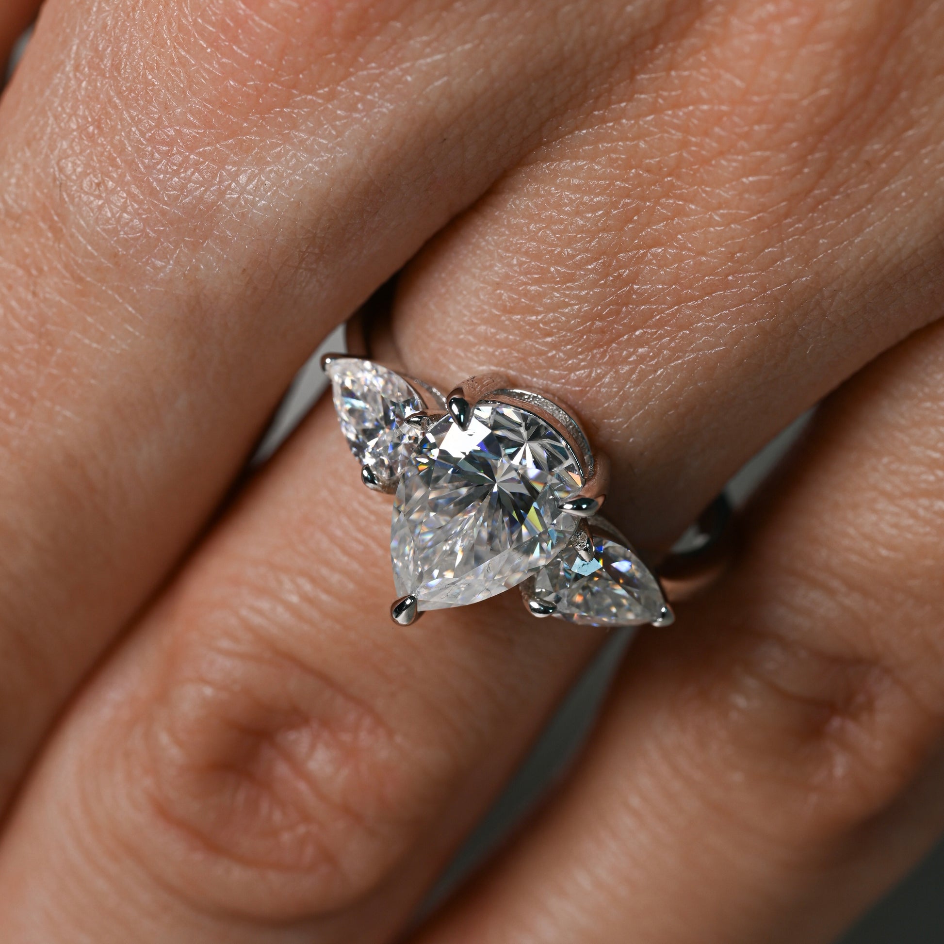 NAIMA 2 Carat Pear-Cut Moissanite Ring in Sterling Silver