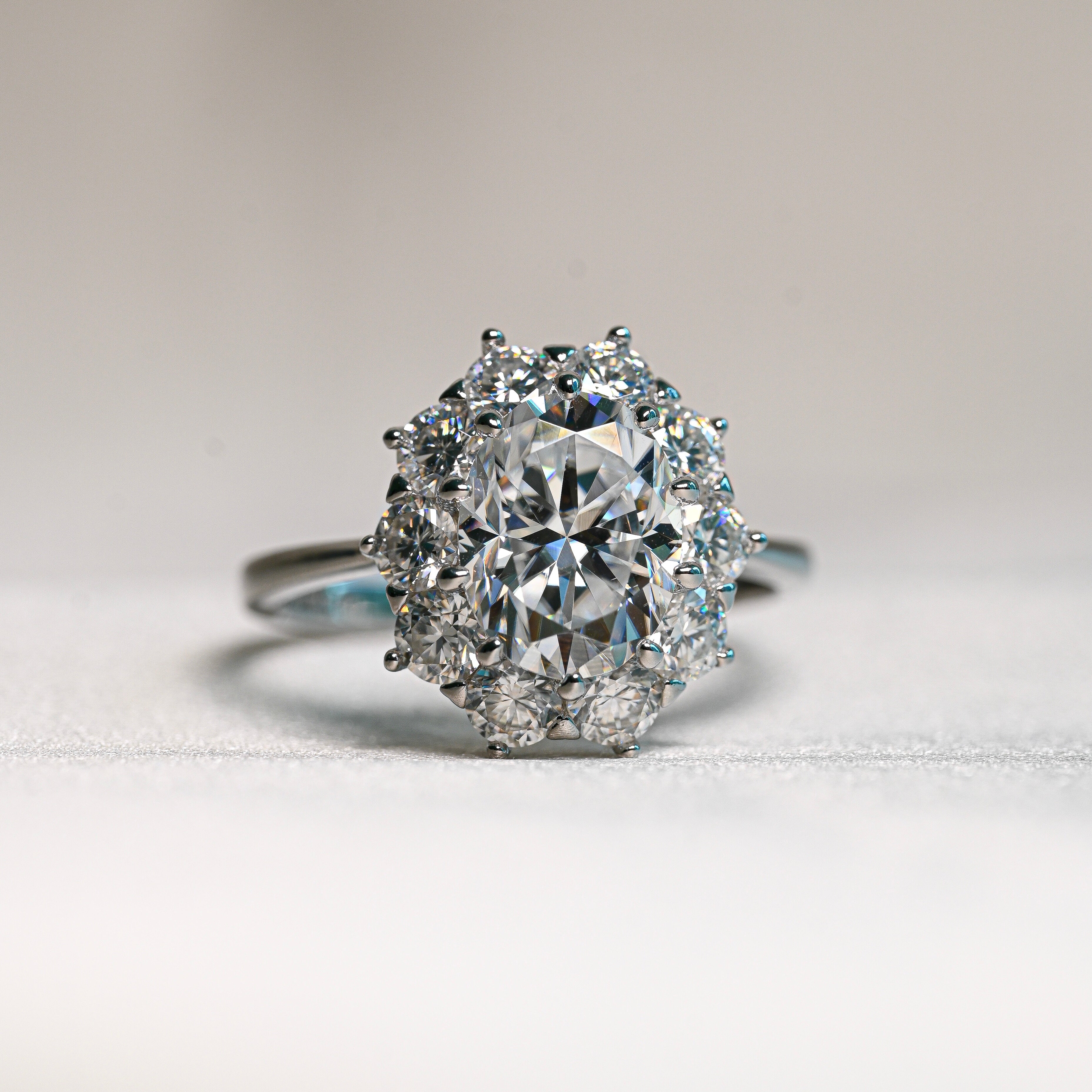 ROSALIE 2 Carat Oval Moissanite Ring Set in Sterling Silver