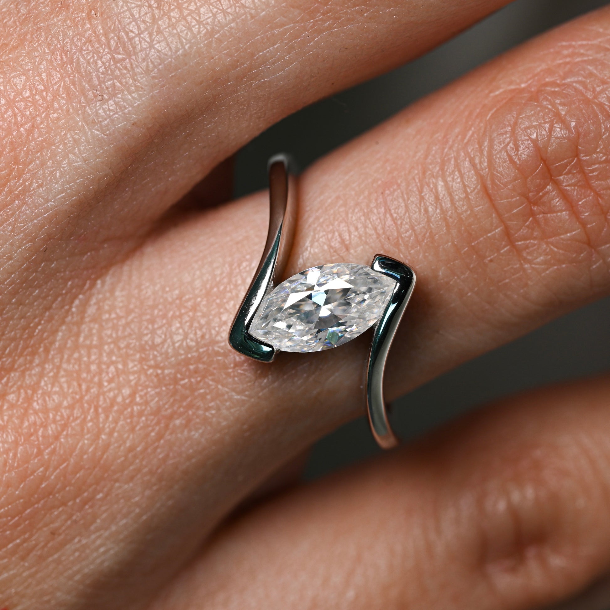 ERIKA 1 Carat Marquise-Cut Moissanite Ring in Sterling Silver