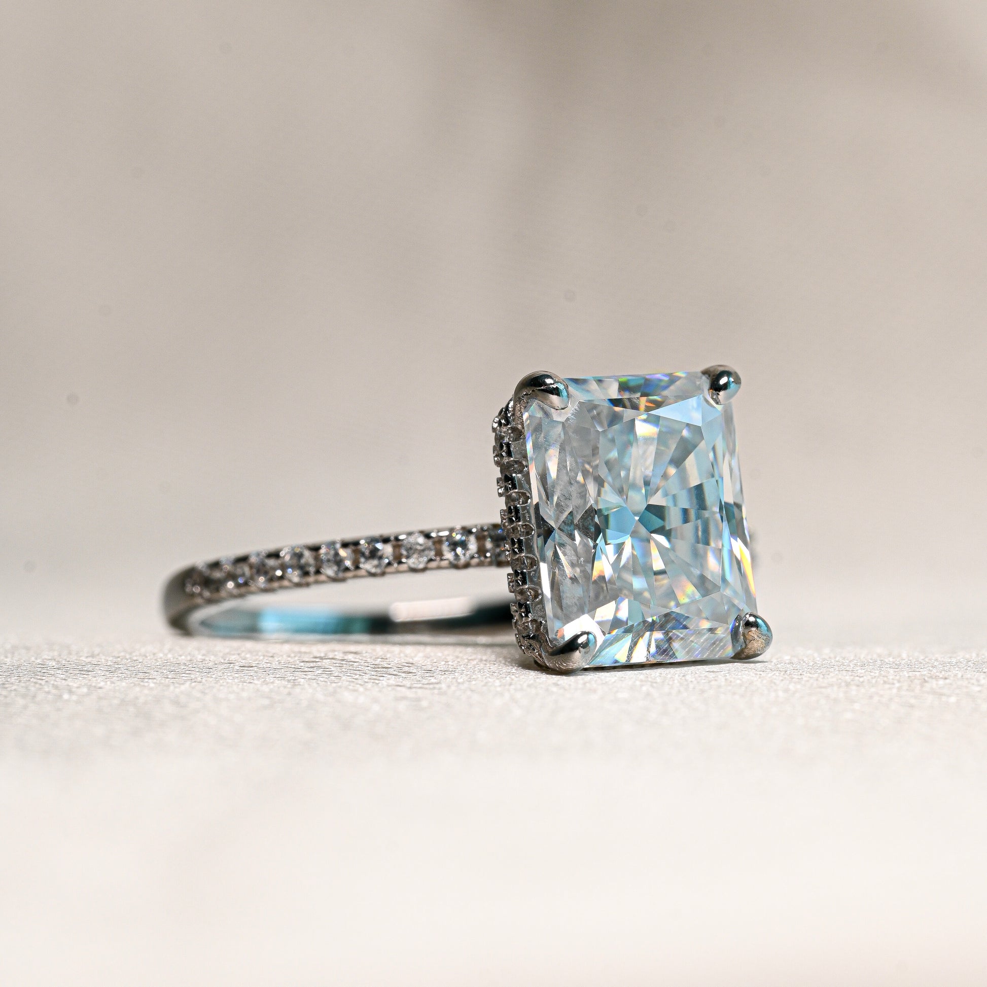PAMELA 4 Carat Radiant-cut Moissanite Ring in Sterling Silver