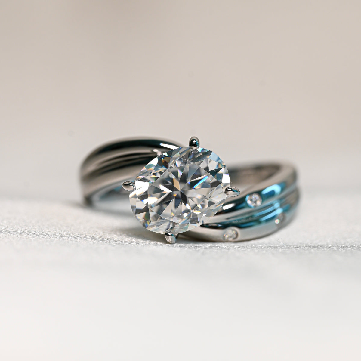 BRIELLE 2 Carat Oval Moissanite Ring in Sterling Silver