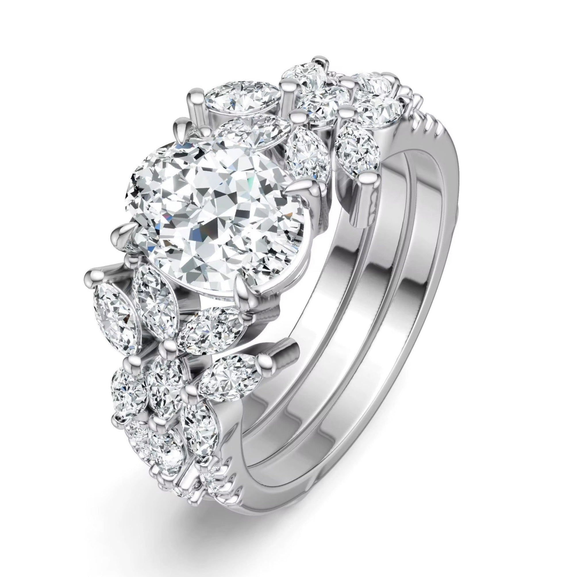 LUCKY 2 Carat Oval Moissanite Ring Set in Sterling Silver