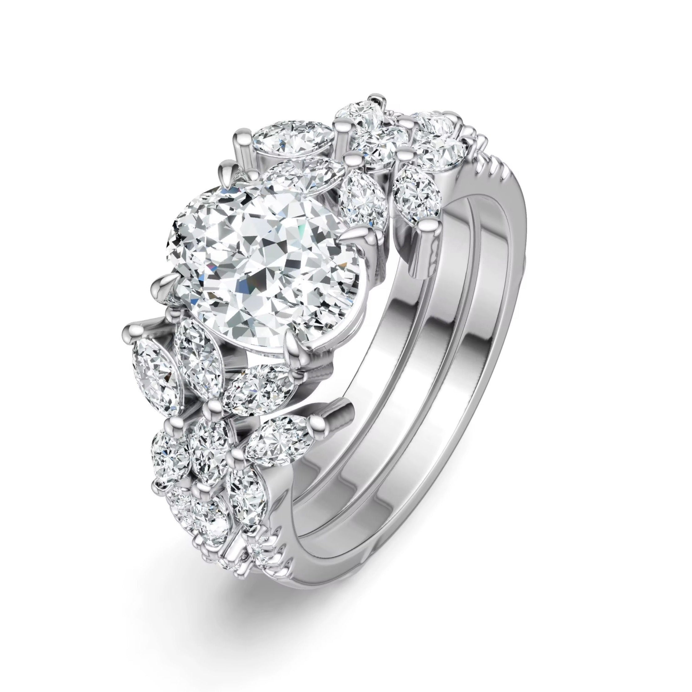 LUCKY 2 Carat Oval Moissanite Ring Set in Sterling Silver