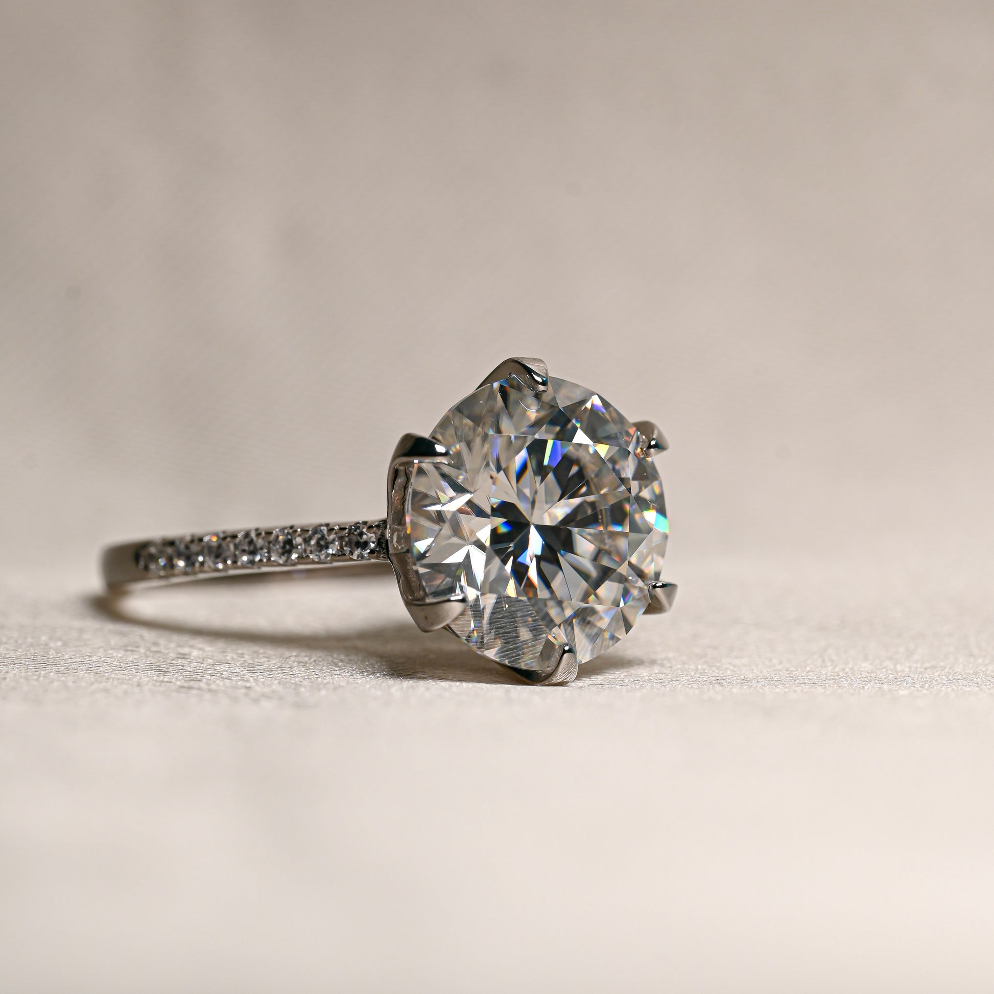 ANGELICA 5 Carat Round Brilliant Moissanite Ring in Sterling Silver