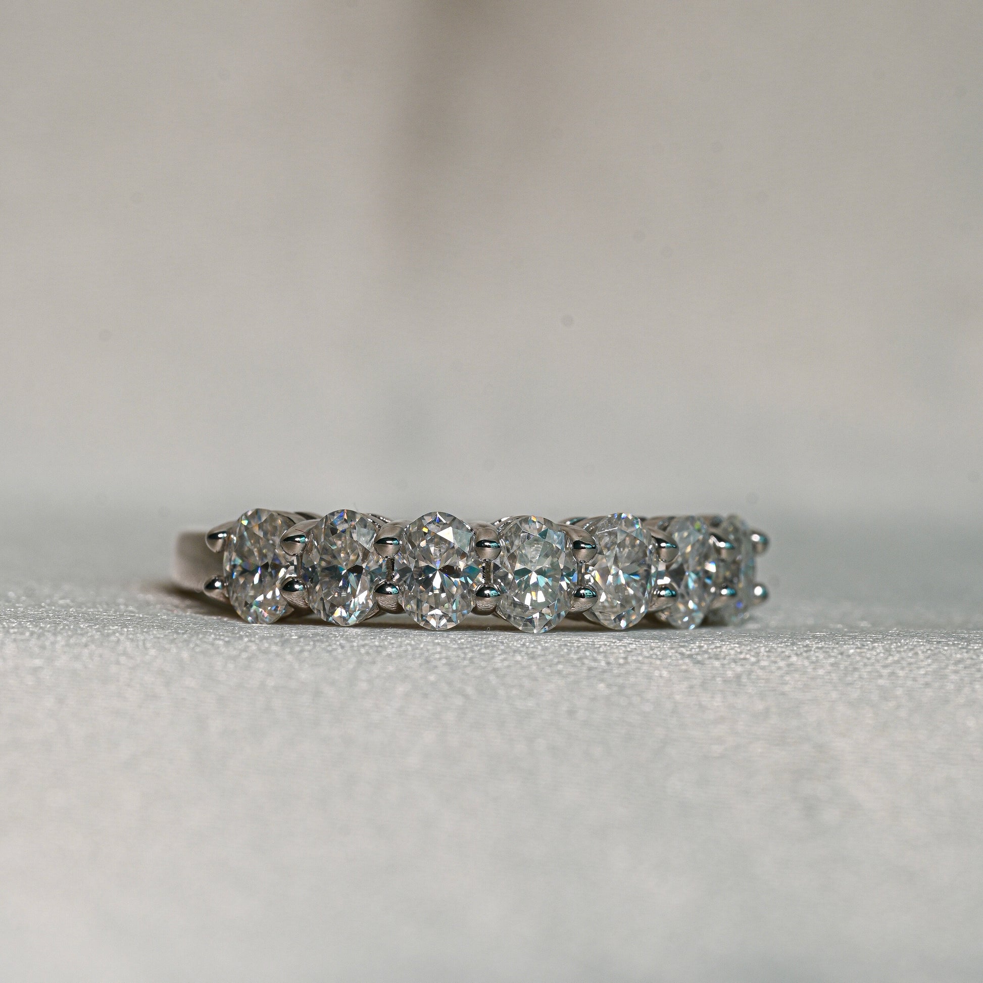 FAHDA 3 Carat Oval-Cut Moissanite Band in Sterling Silver