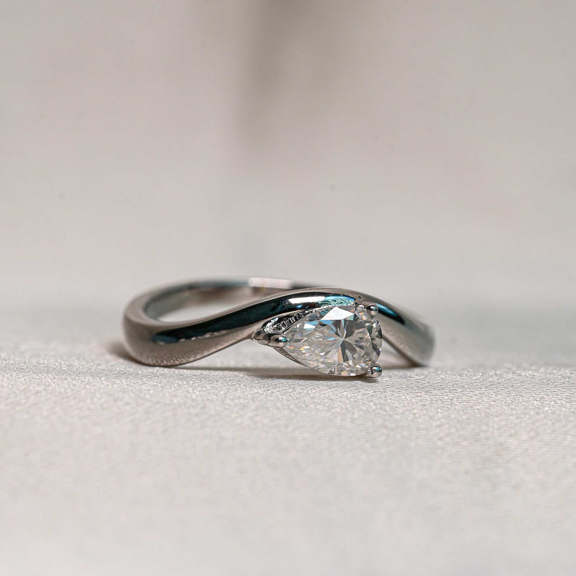 ROMANA 0.5 Carat Pear-Cut Moissanite Ring in Sterling Silver