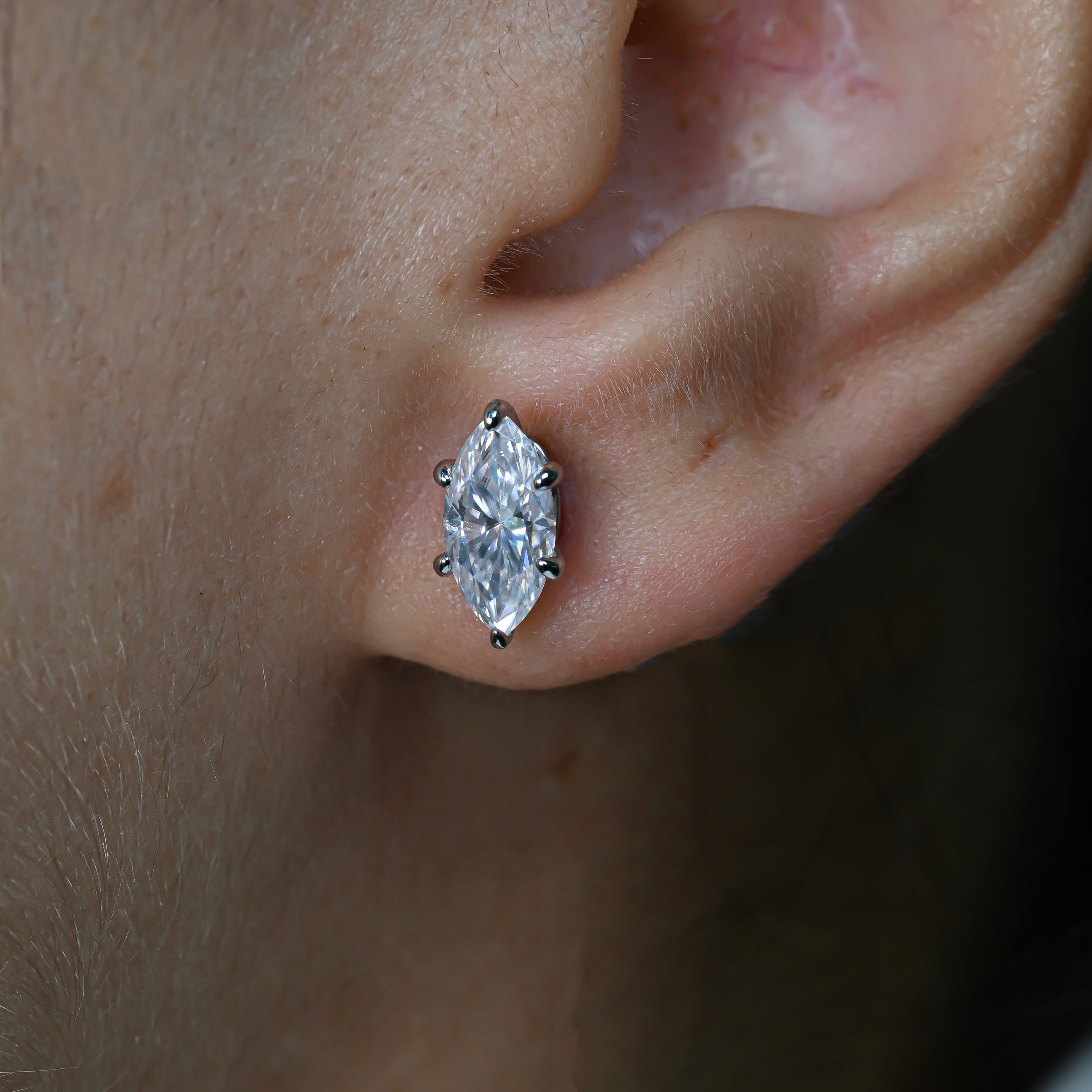 TONYA Marquise Cut Moissanite Stud Earrings – 1 Carat Each