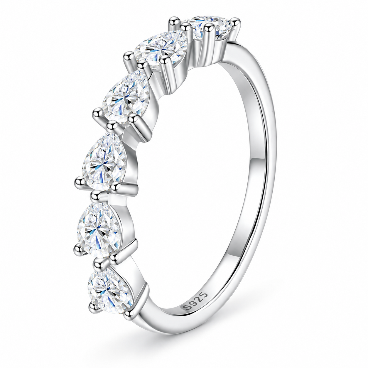 VALENTINA 0.3 Carat Pear-Cut Moissanite Band in Sterling Silver