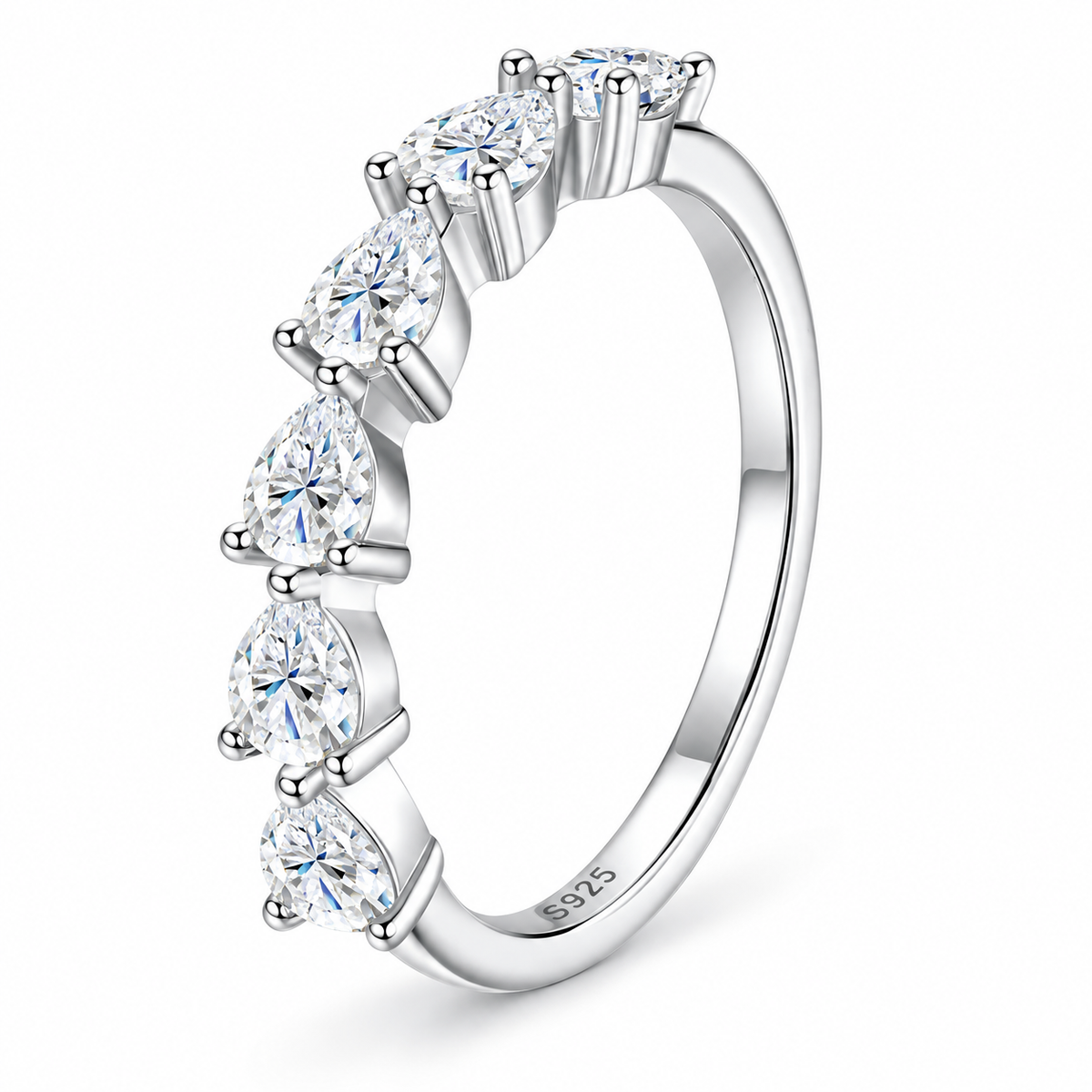 VALENTINA 0.3 Carat Pear-Cut Moissanite Band in Sterling Silver