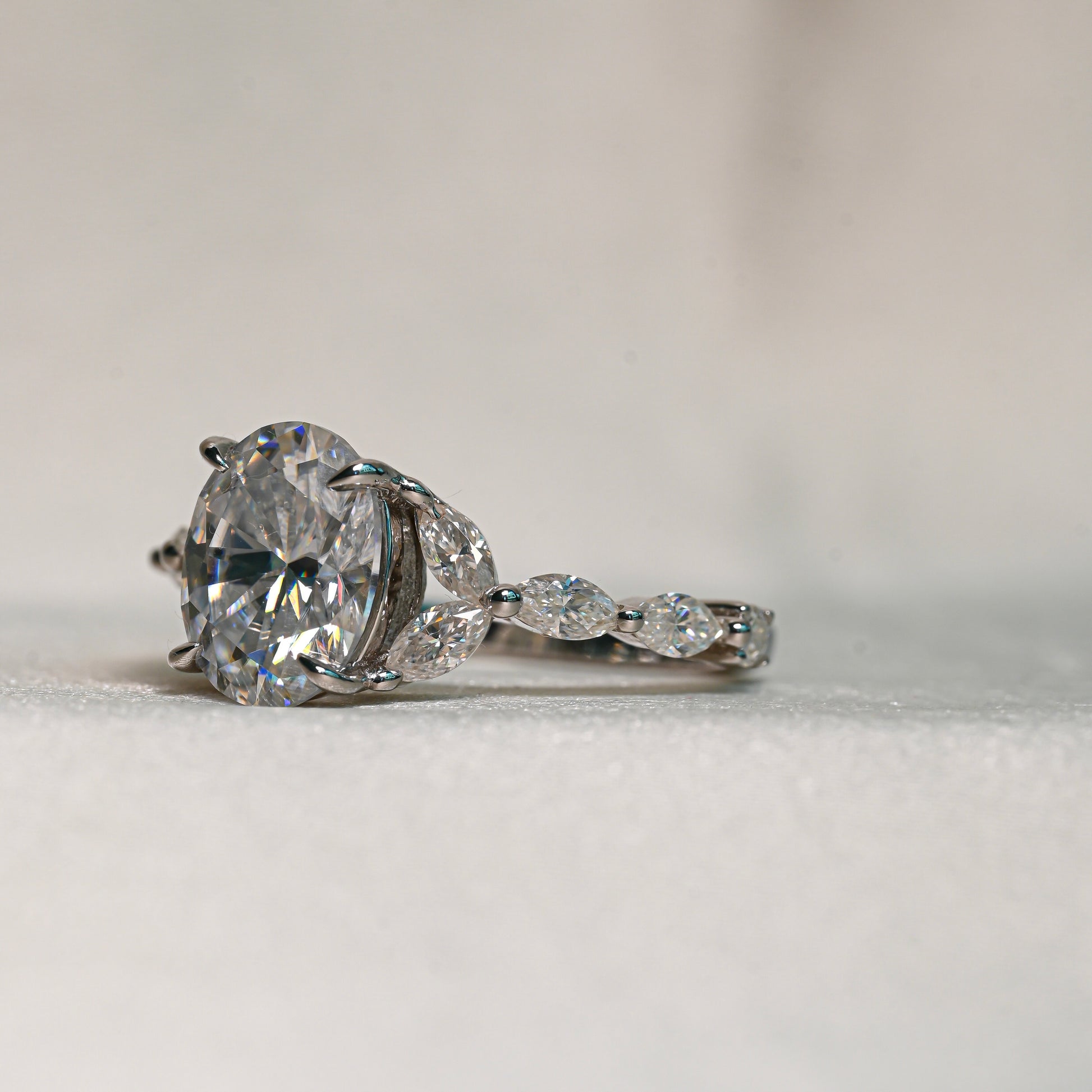 LUCKY 2 Carat Oval Moissanite Ring Set in Sterling Silver