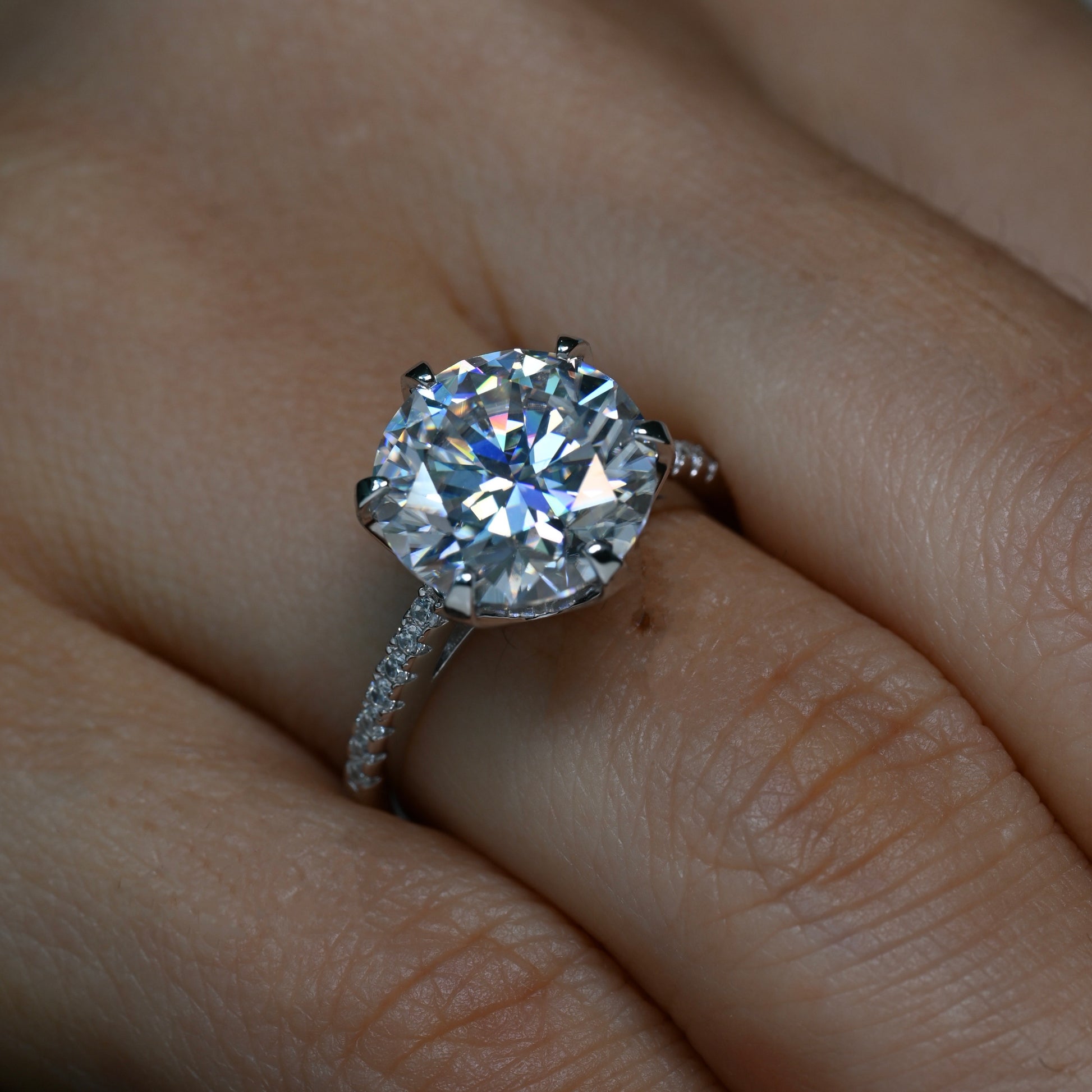 ANGELICA 5 Carat Round Brilliant Moissanite Ring in Sterling Silver