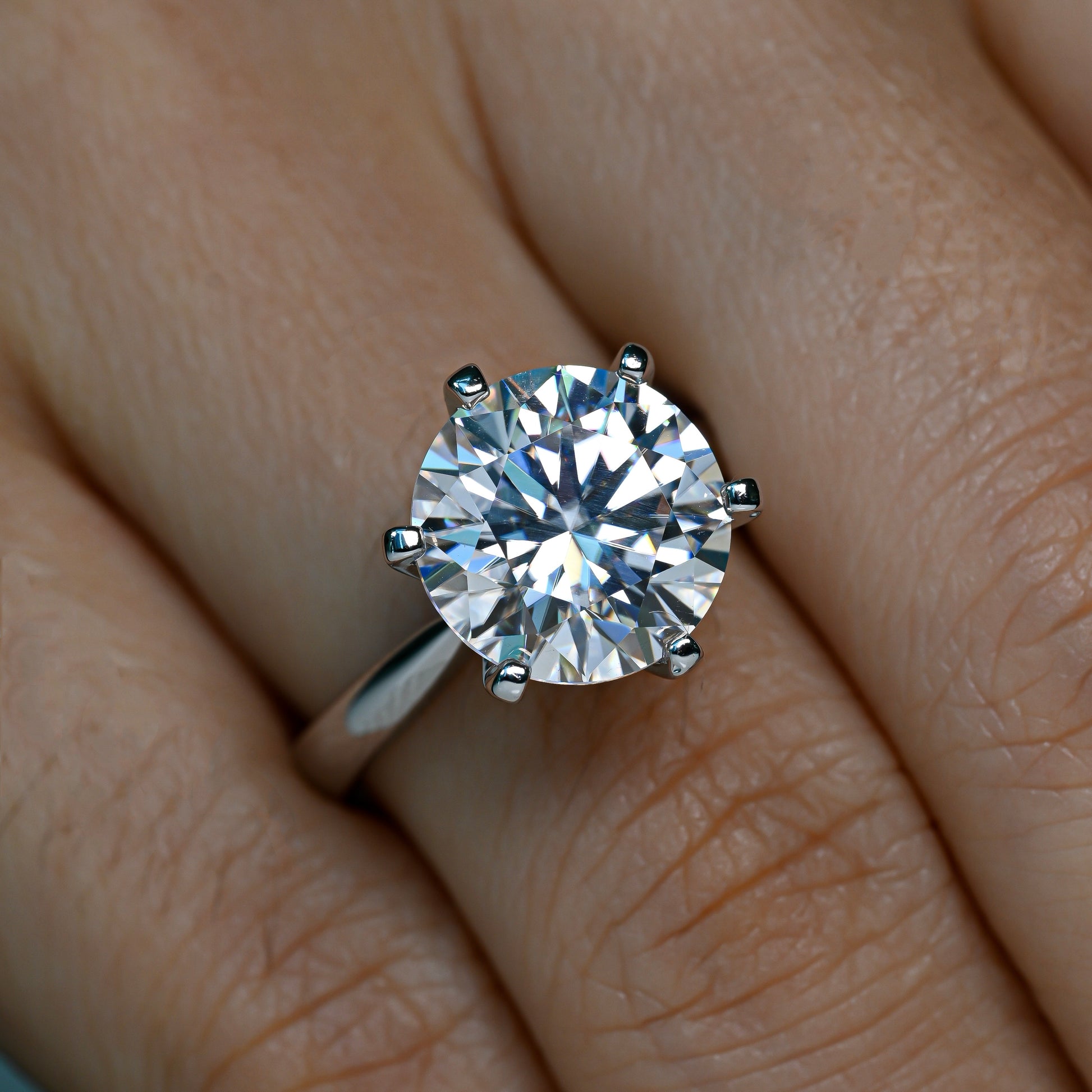CAROL 5 Carat Round Brilliant Moissanite Ring in Sterling Silver