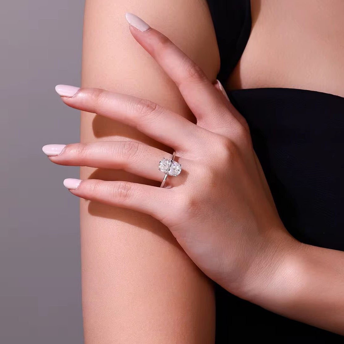 MARIBEL 4.5 Carat Oval-Cut Moissanite Ring in Sterling Silver
