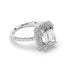 Cut Ice shaped simulated diamond ring in white stone color, crafted in sterling silver plated with 18k white gold with rhodium, sidelong, main stone size 10mm