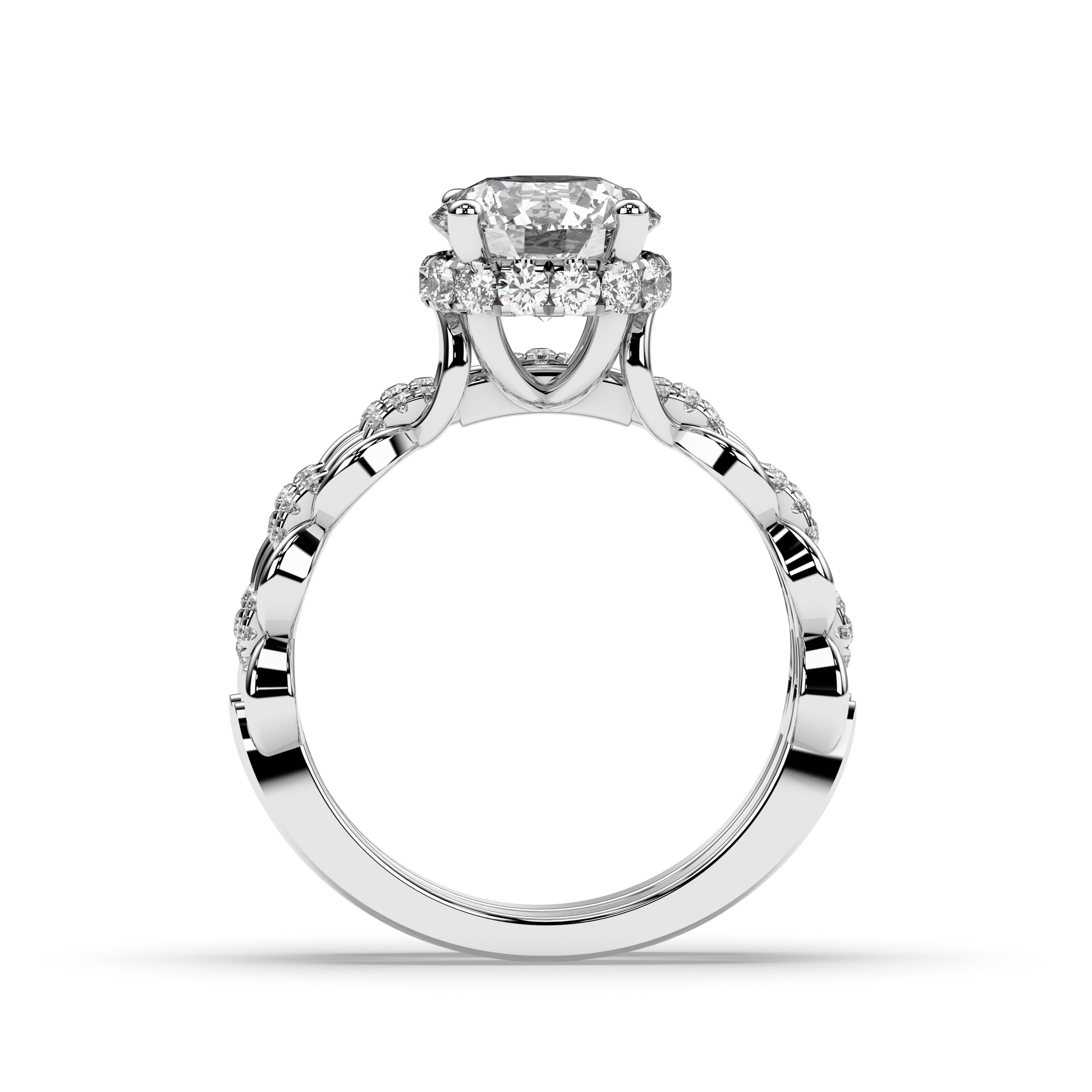 Ring Set simulated diamond crafted in sterling silver 18k white gold rhodium plated, standing side , main stone size 8mm