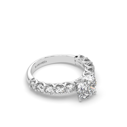 Ring Set simulated diamond crafted in sterling silver 18k white gold rhodium plated, sidelong , main stone size 8mm
