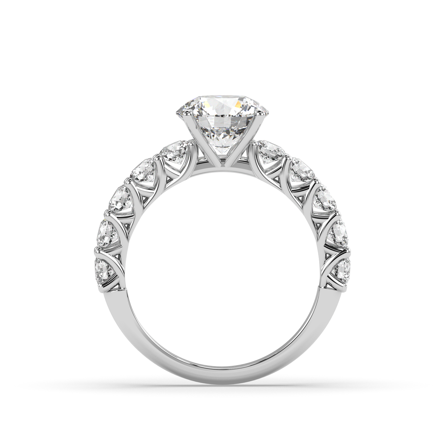 Ring Set simulated diamond crafted in sterling silver 18k white gold rhodium plated, standing side , main stone size 8mm