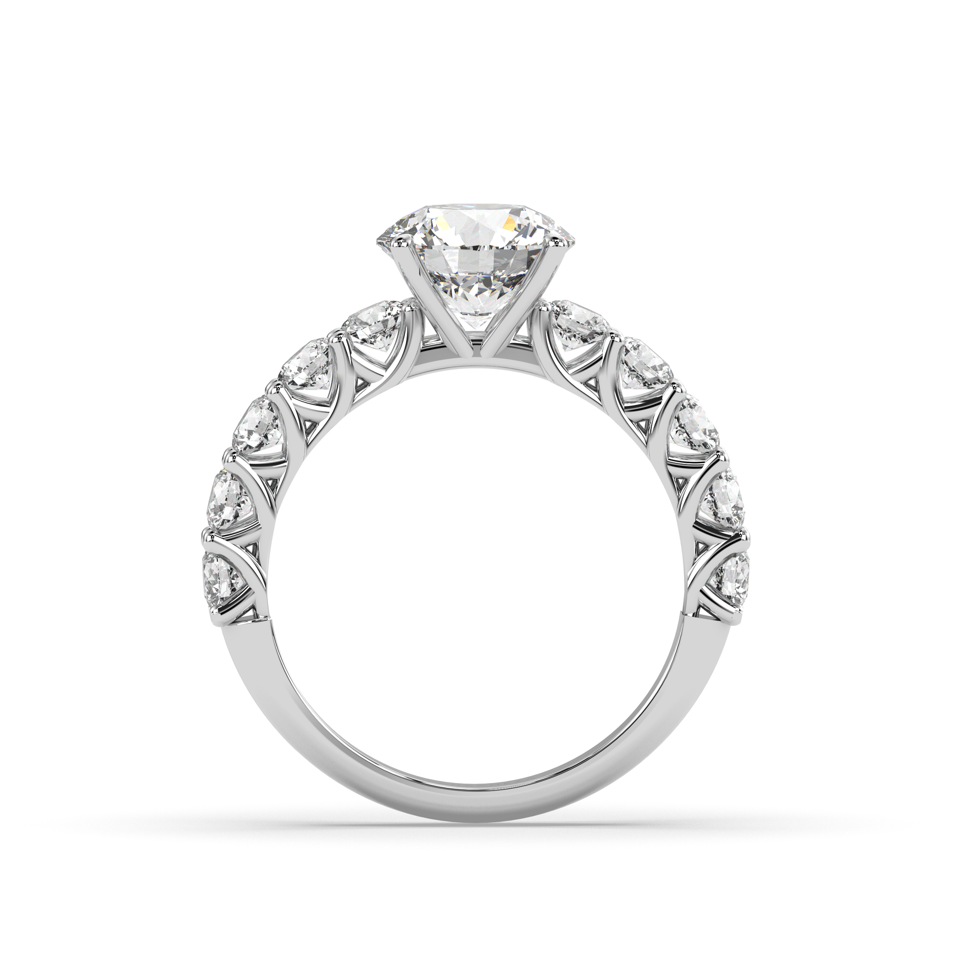 Ring Set simulated diamond crafted in sterling silver 18k white gold rhodium plated, standing side , main stone size 8mm