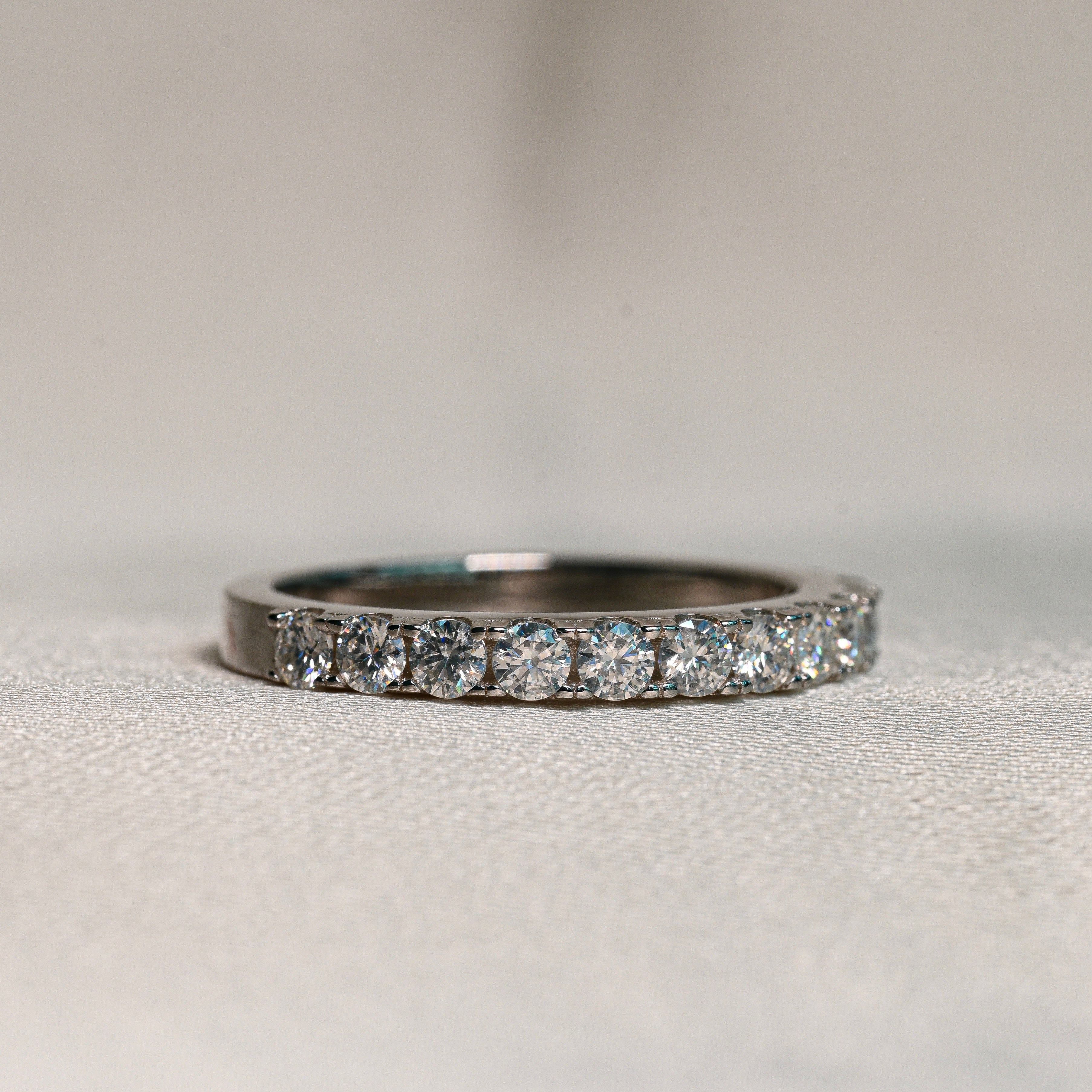 KADISHA 0.045 ct (2.3 mm) Half-Stone Moissanite Band in Sterling Silver